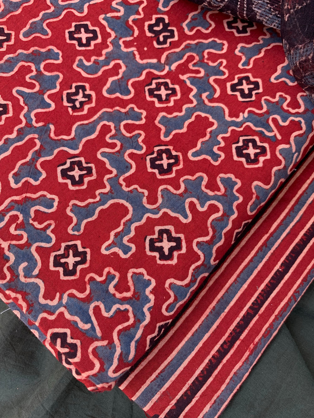 Handblock Ajrakh Cotton Kota Suit
