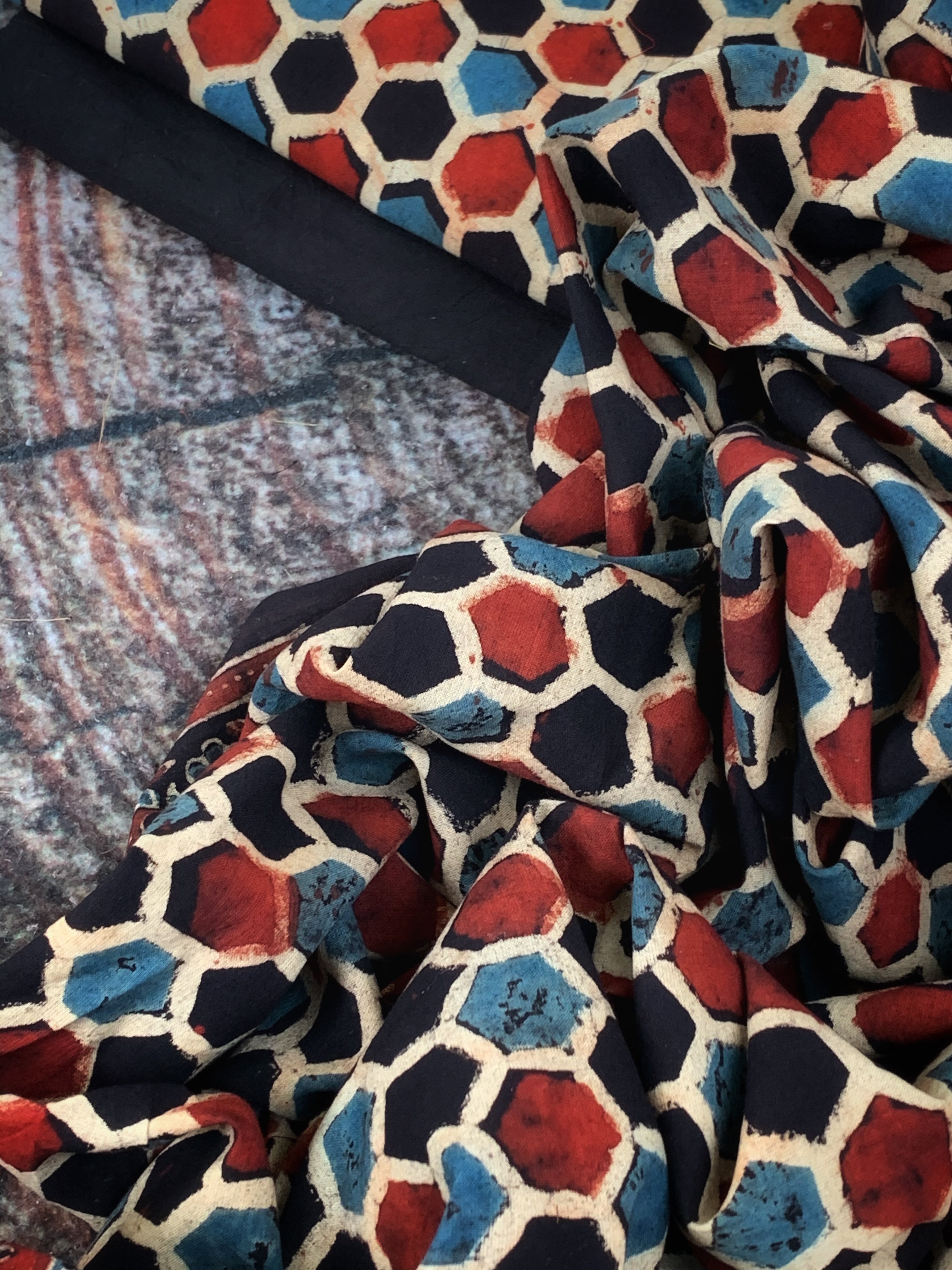 Handblock Ajrakh Cotton Suit