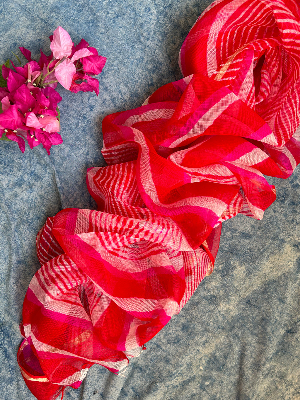 Handcrafted Tie-Dye Silk Kota Doria Dupatta