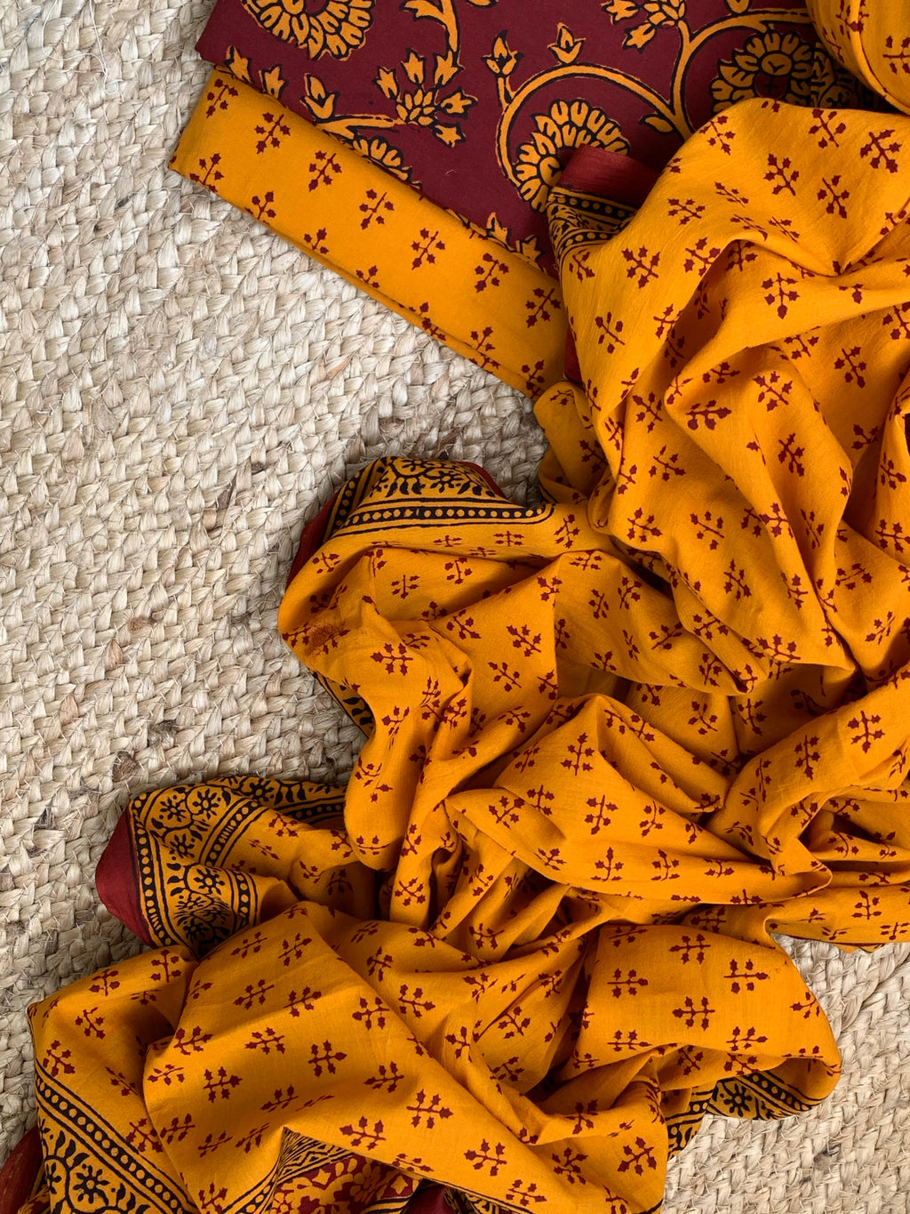 Natural Dyed Bagh Handblock Cotton Suit