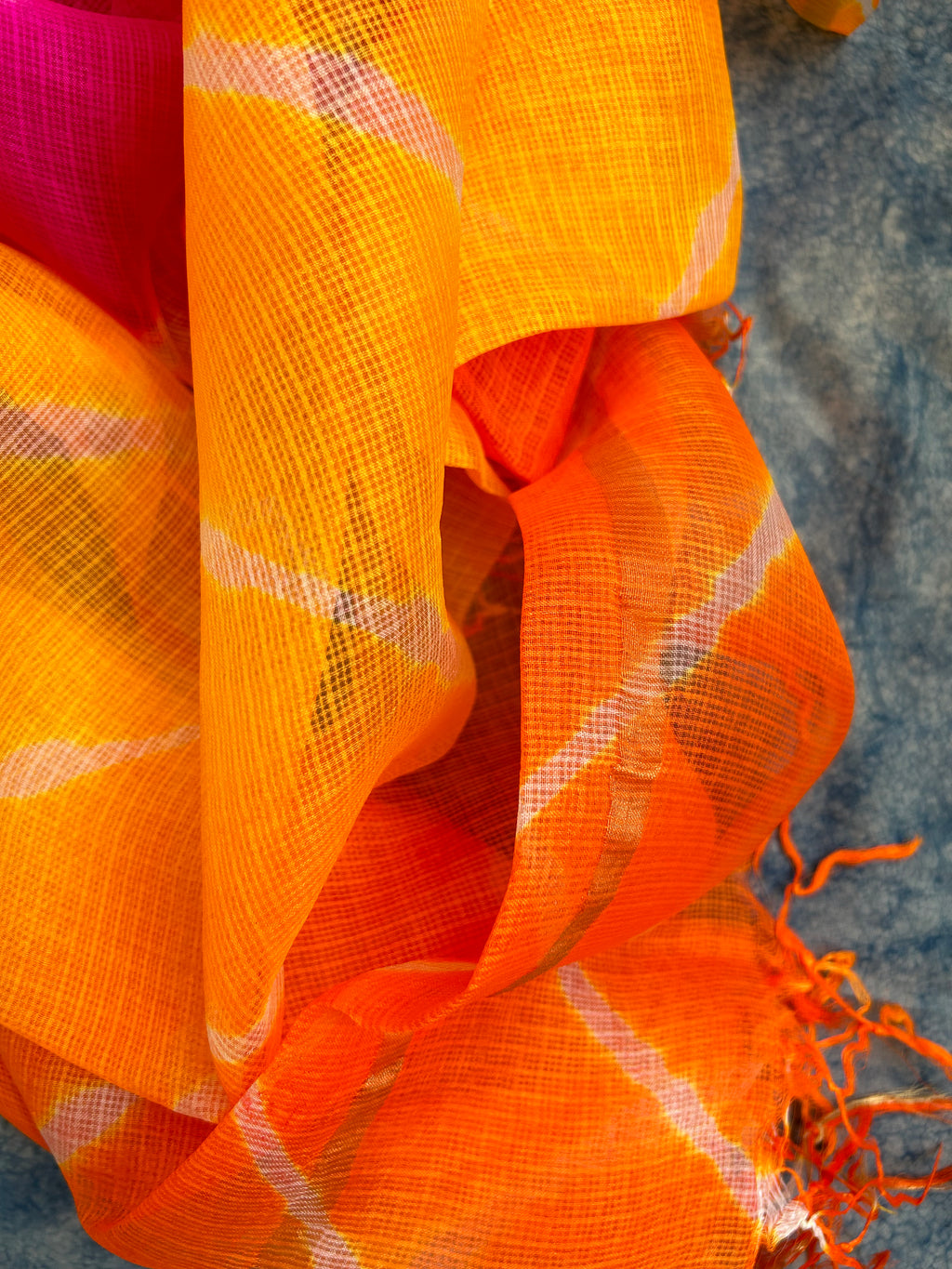 Handcrafted Tie-Dye Silk Kota Doria Dupatta