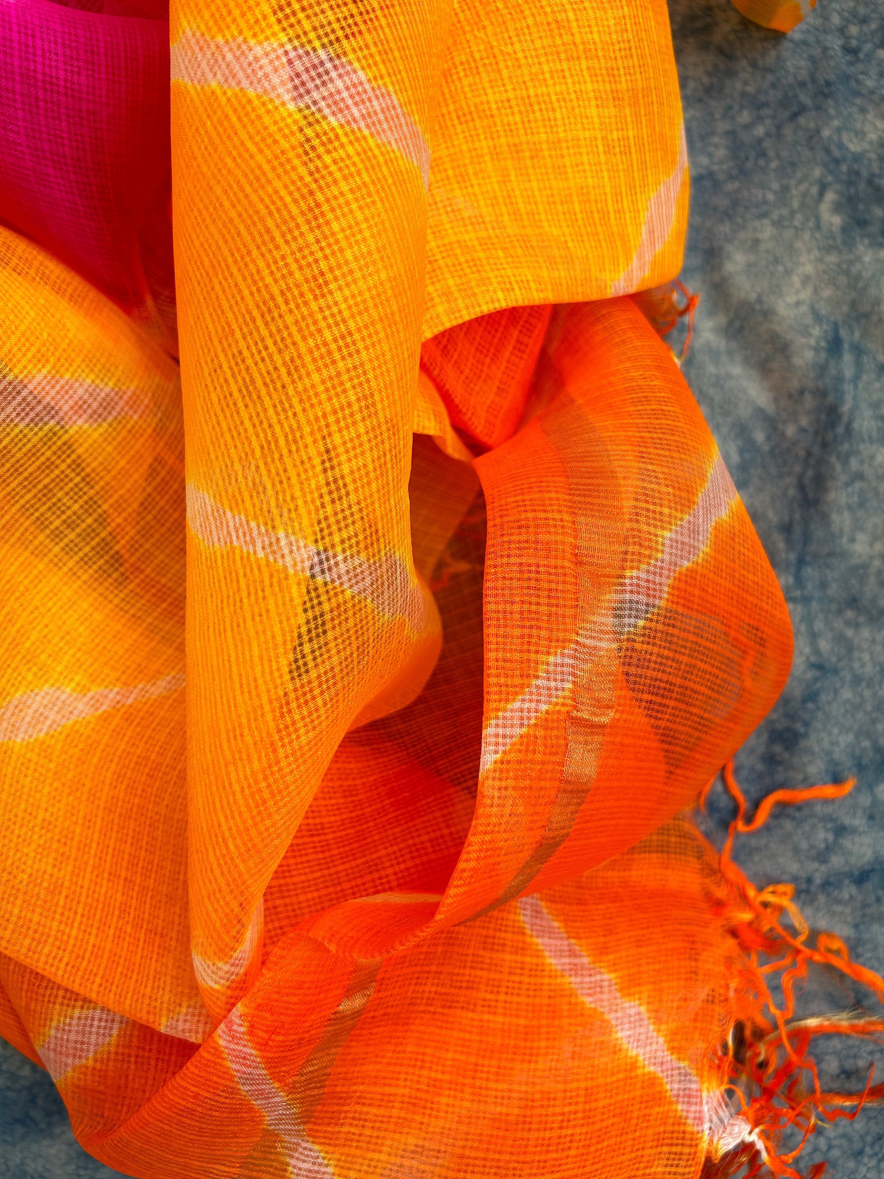 Handcrafted Tie-Dye Silk Kota Doria Dupatta