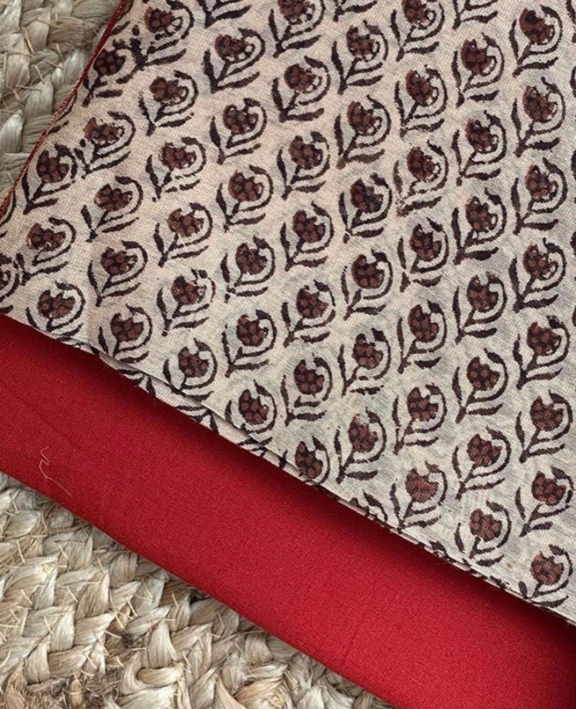 Handblock chanderi suit