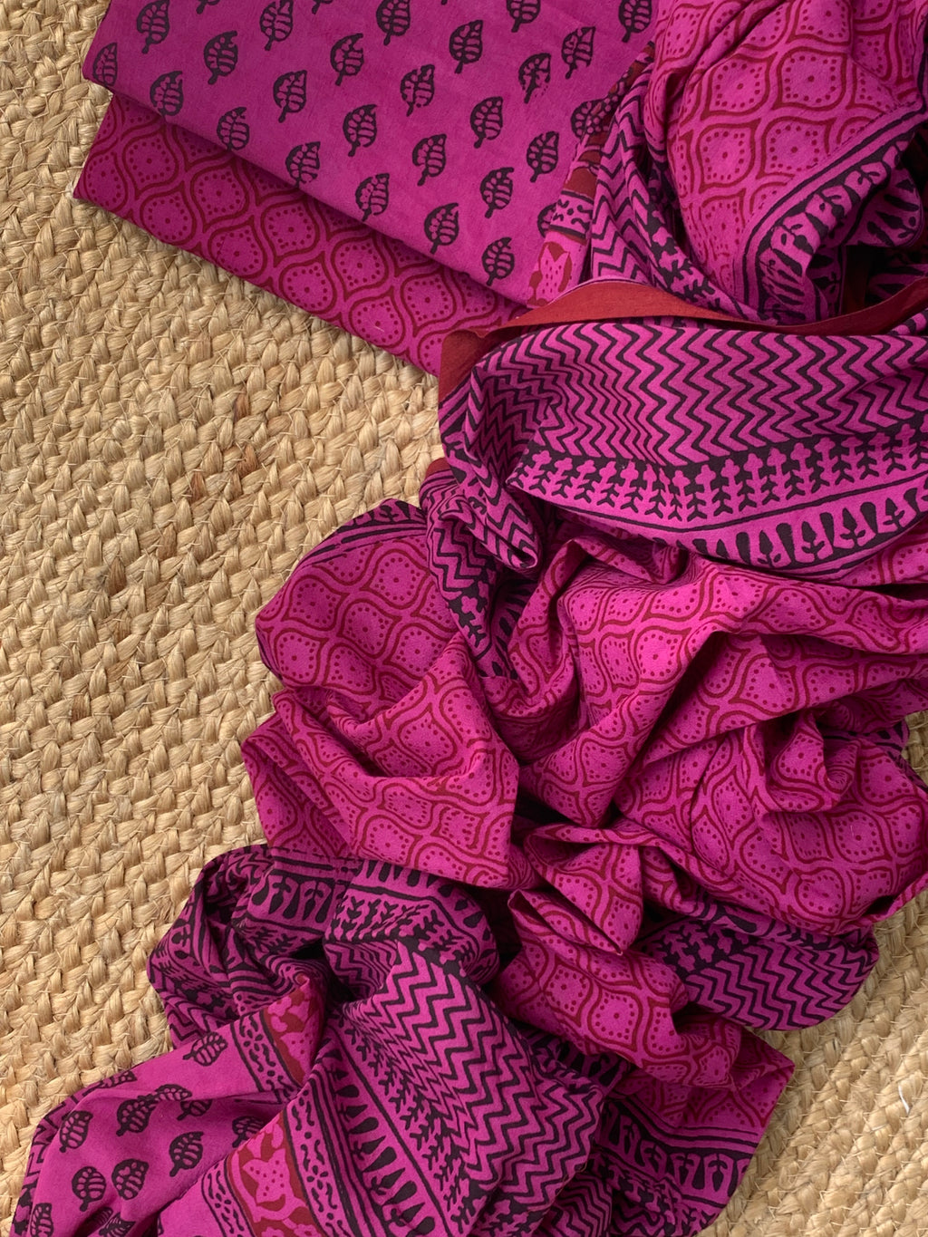 Natural Dyed Bagh Block Print Cotton Suit