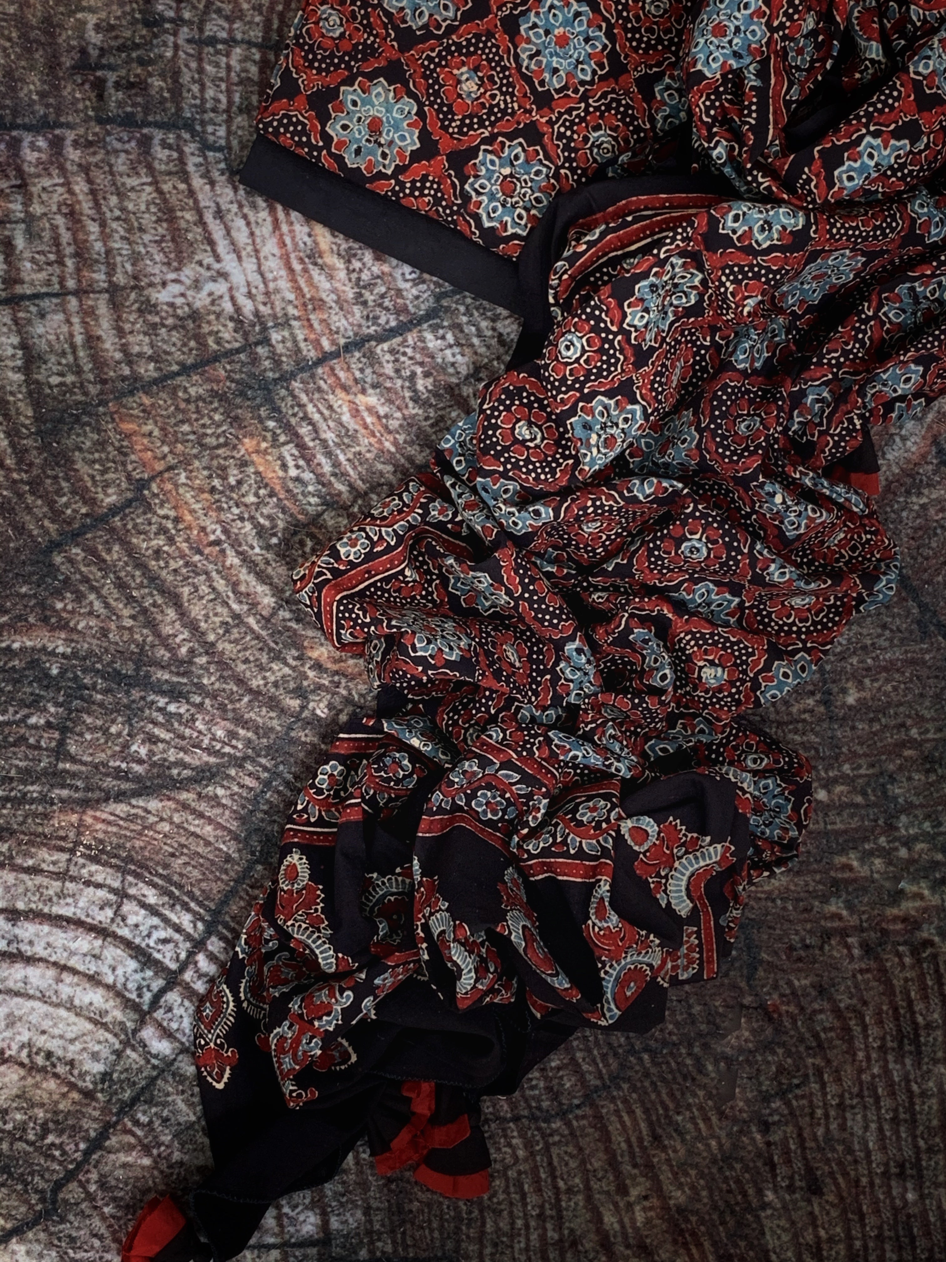 Handblock Ajrakh Cotton Suit