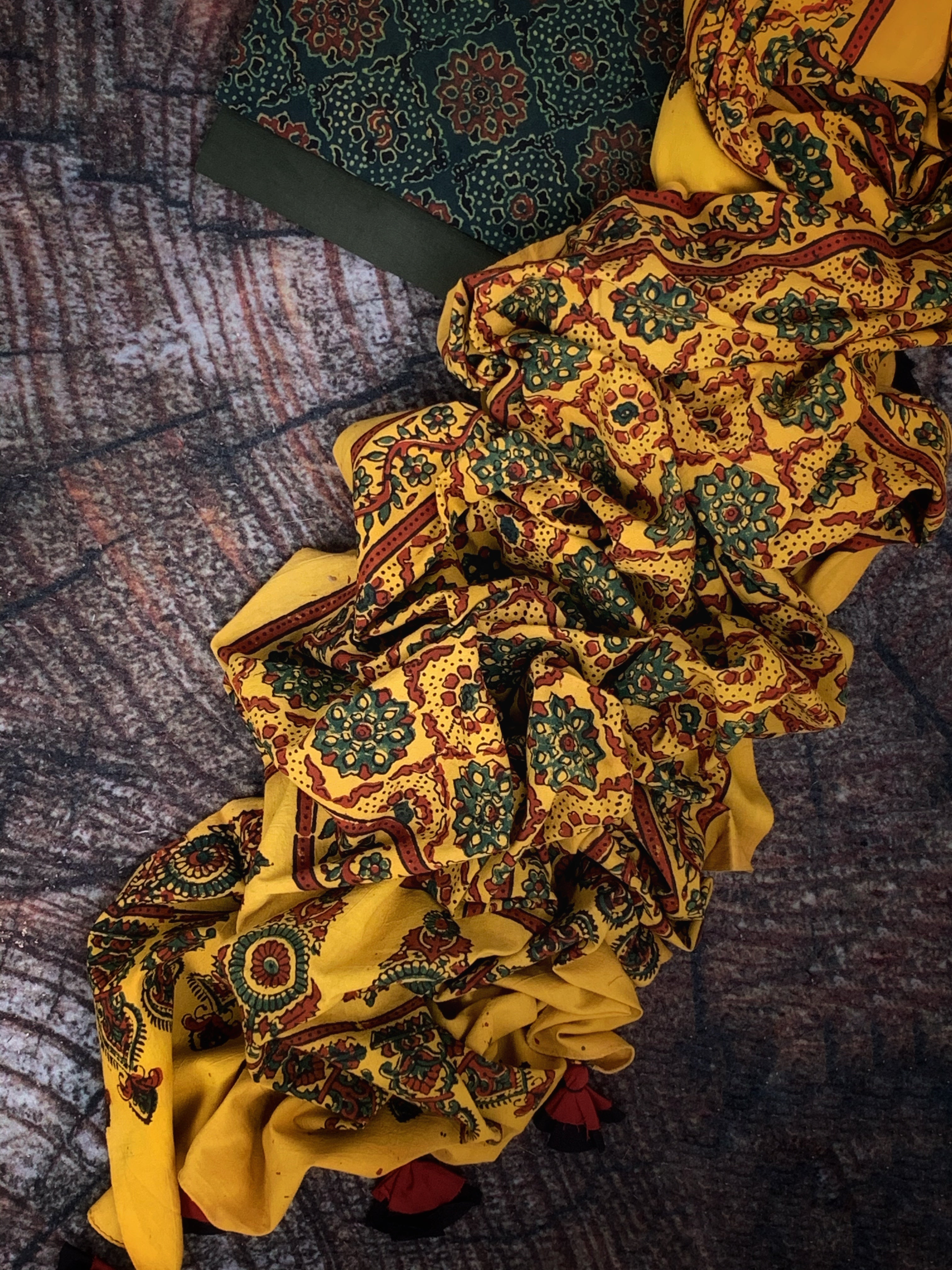 Handblock Ajrakh Cotton Suit