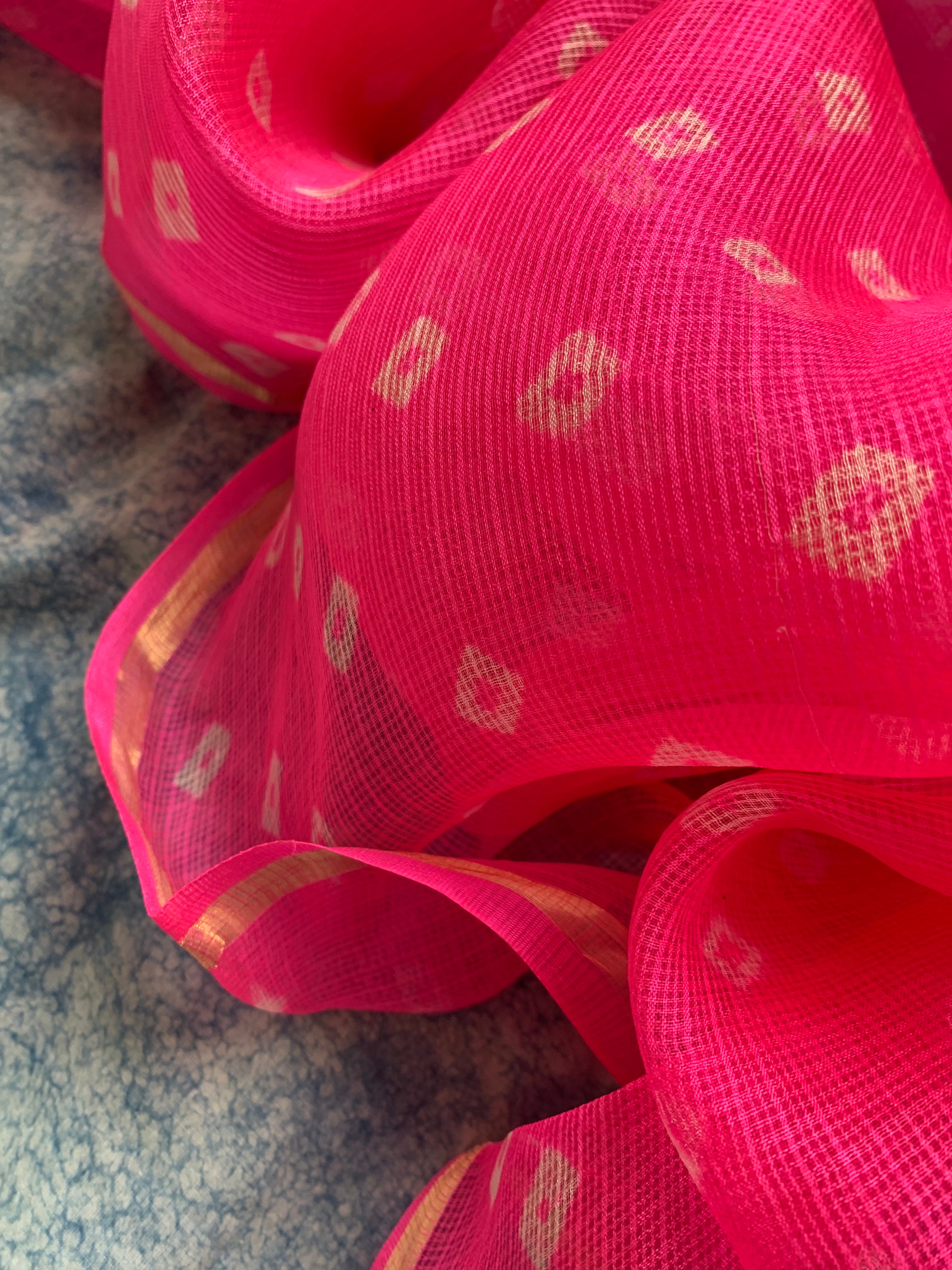 Handcrafted Tie-Dye Silk Kota Doria Dupatta