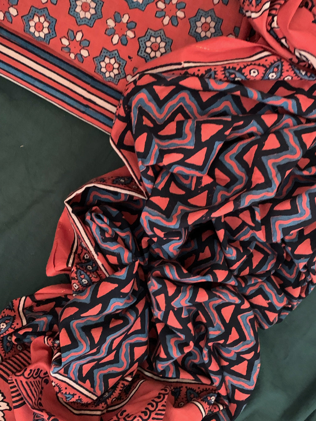 Handblock Ajrakh Cotton Suit