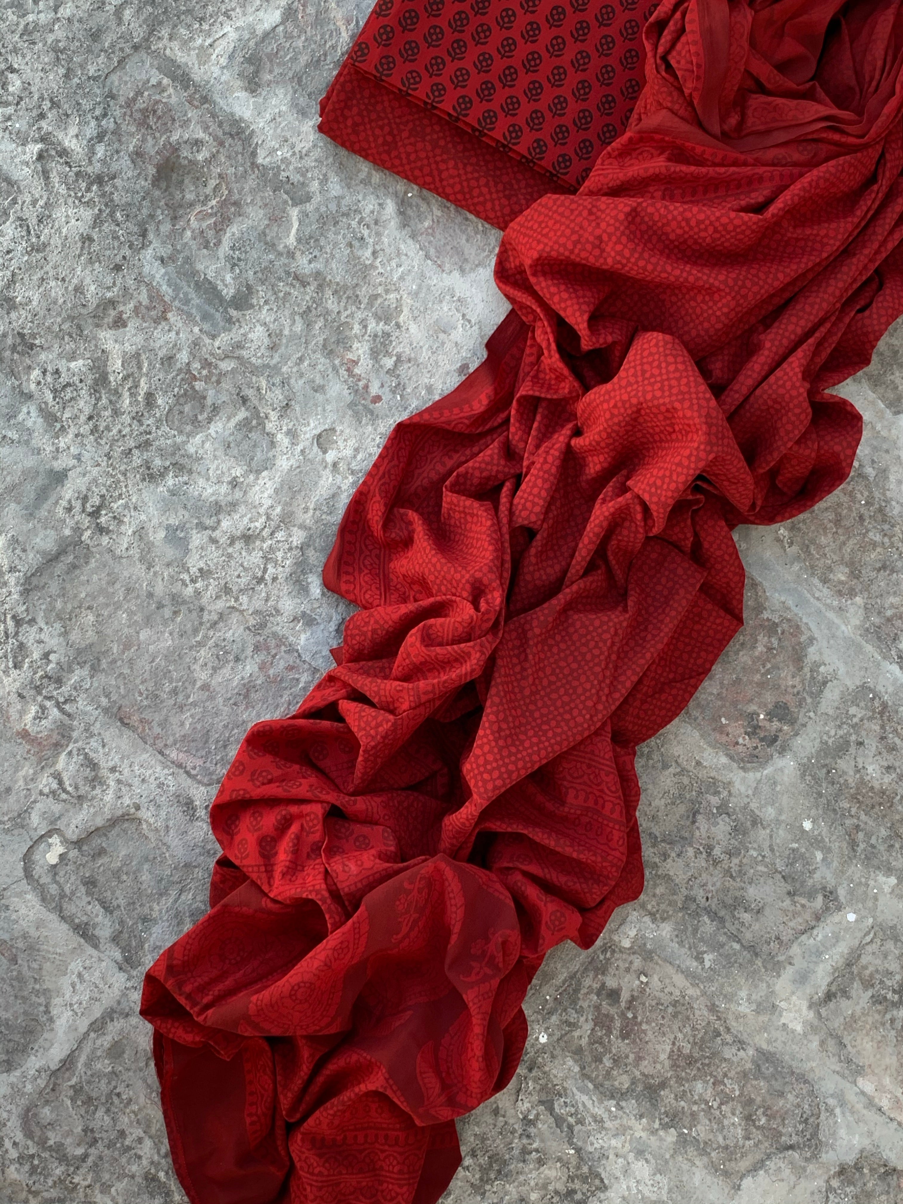 Natural Dyed Bagh Handblock Cotton Suit