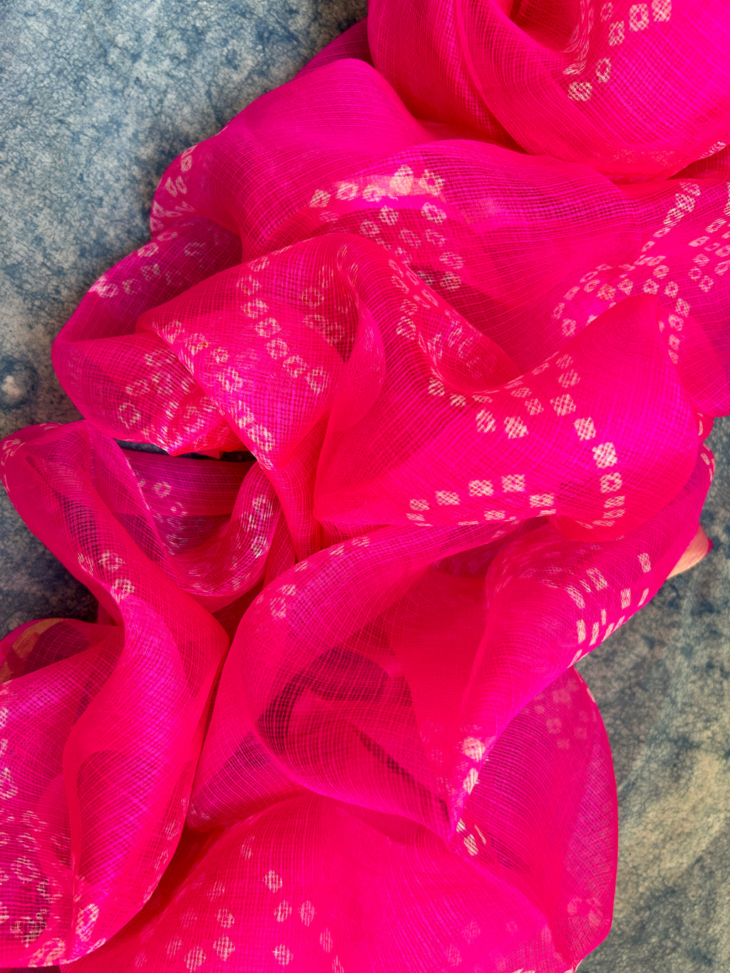 Handcrafted Tie-Dye Silk Kota Doria Dupatta
