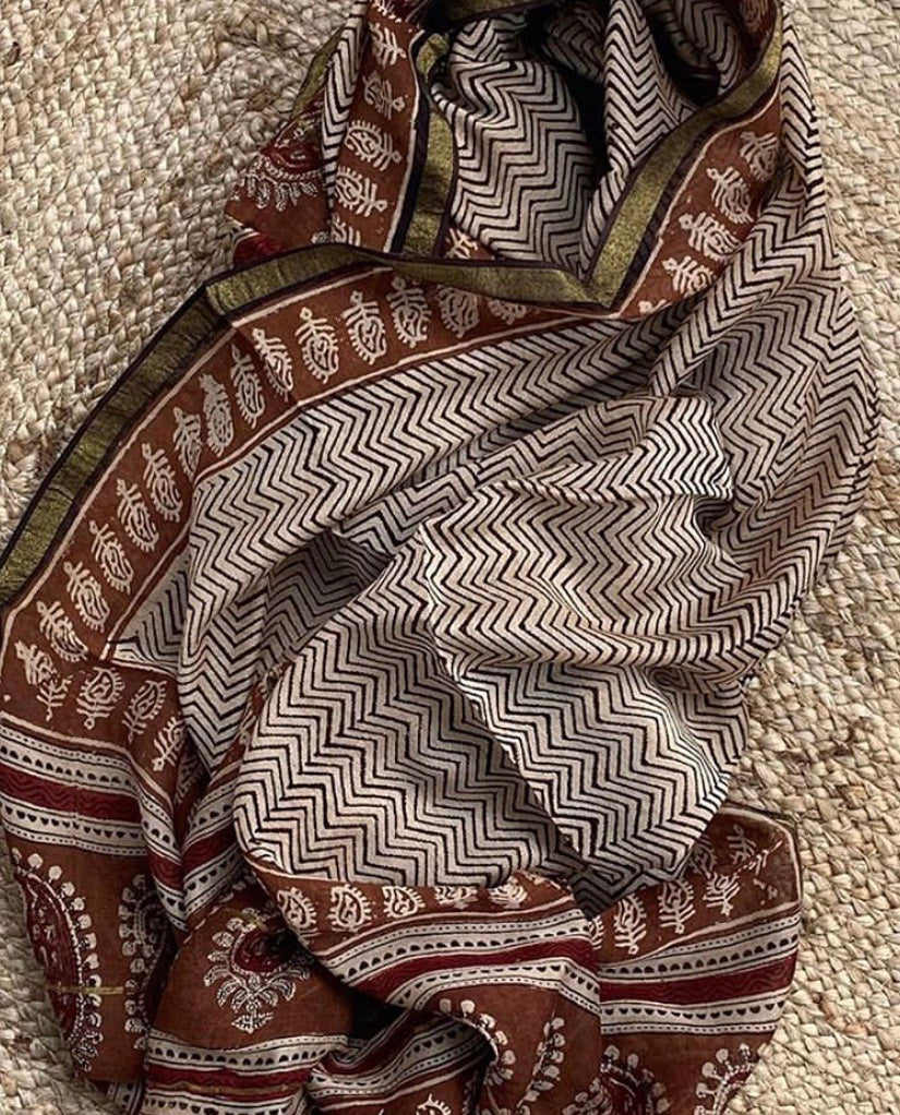 Handblock chanderi suit