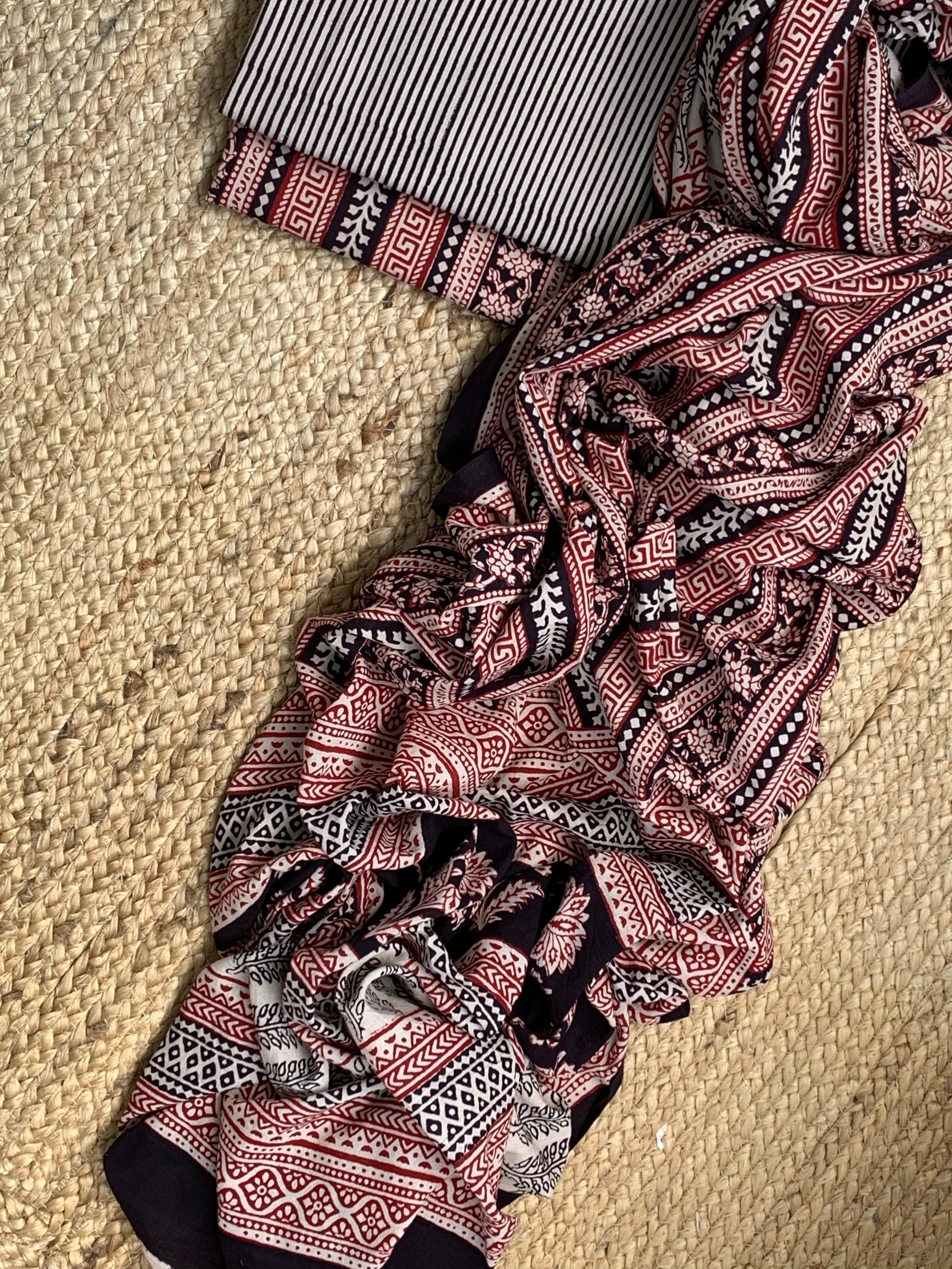 Natural Dyed Bagh Handblock Cotton Suit