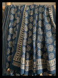 Blue Handblock Printed Cotton Saree