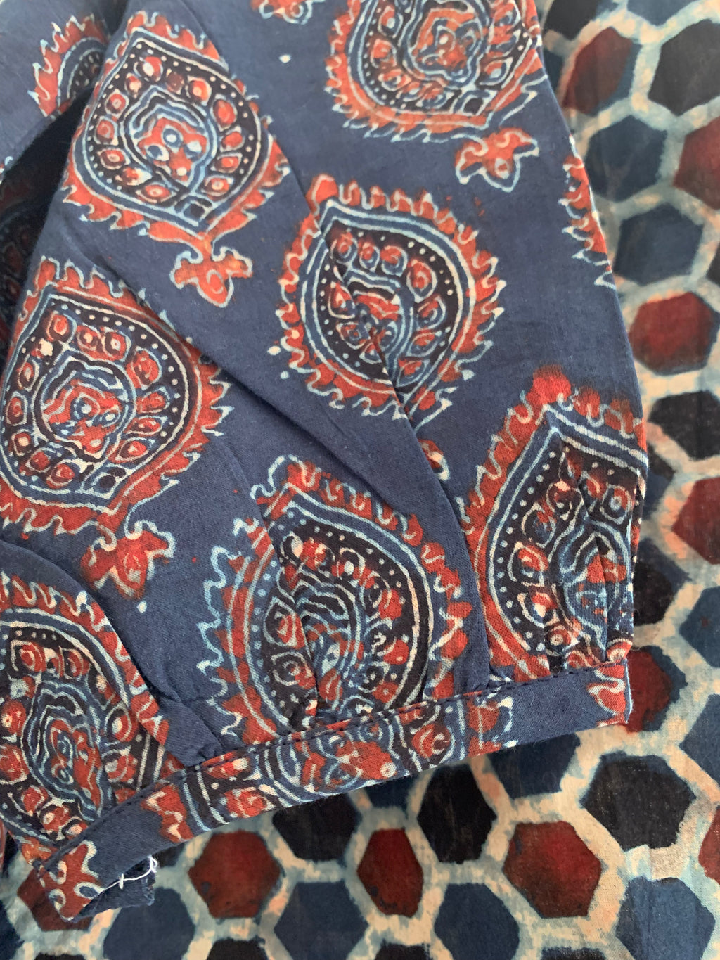 Handblock Cotton Ajrakh Kurta Bottom Set