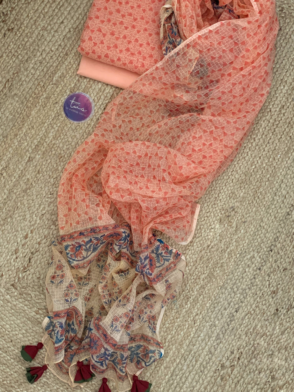 Blush Coral Handcrafted Kota Suit