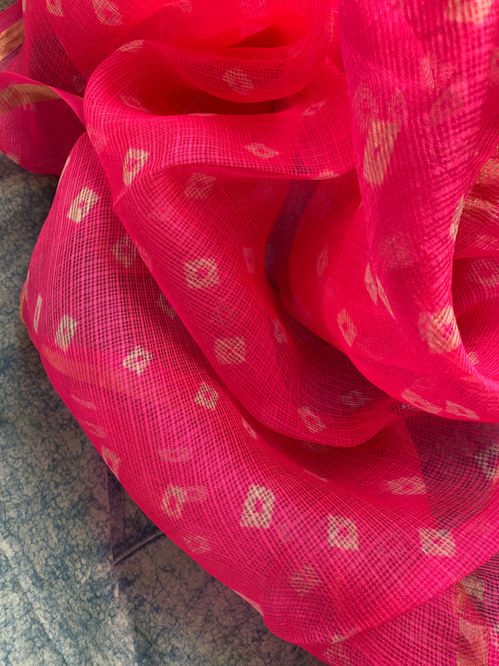 Handcrafted Tie-Dye Silk Kota Doria Dupatta