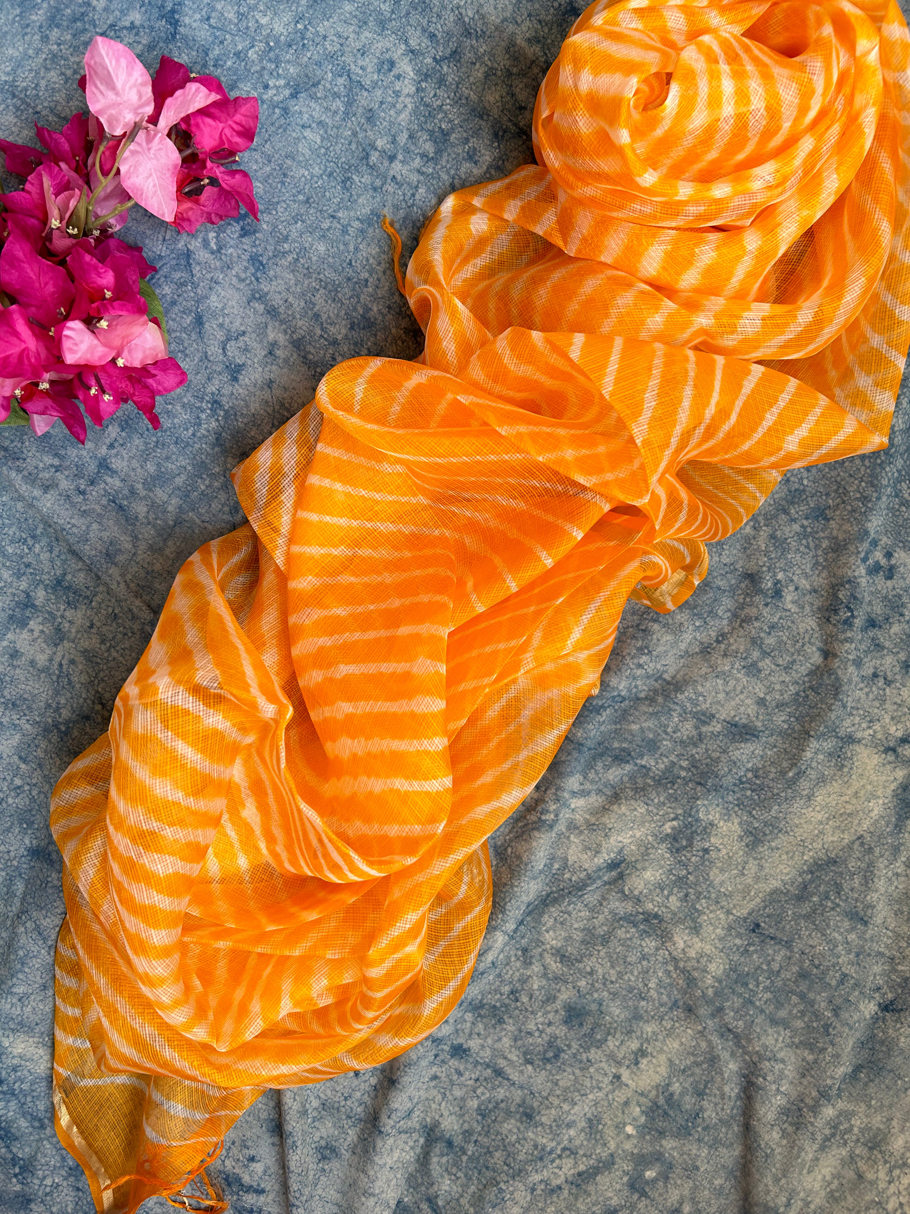 Handcrafted Tie-Dye Silk Kota Doria Dupatta