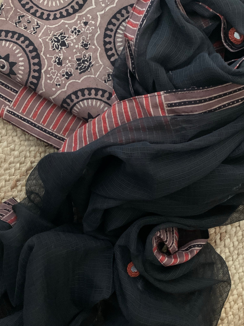 Handblock Ajrakh Cotton Kota Suit