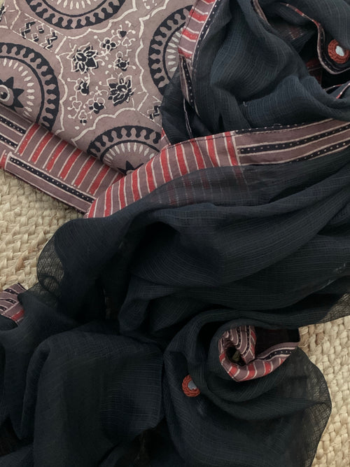 Handblock Ajrakh Cotton Kota Suit
