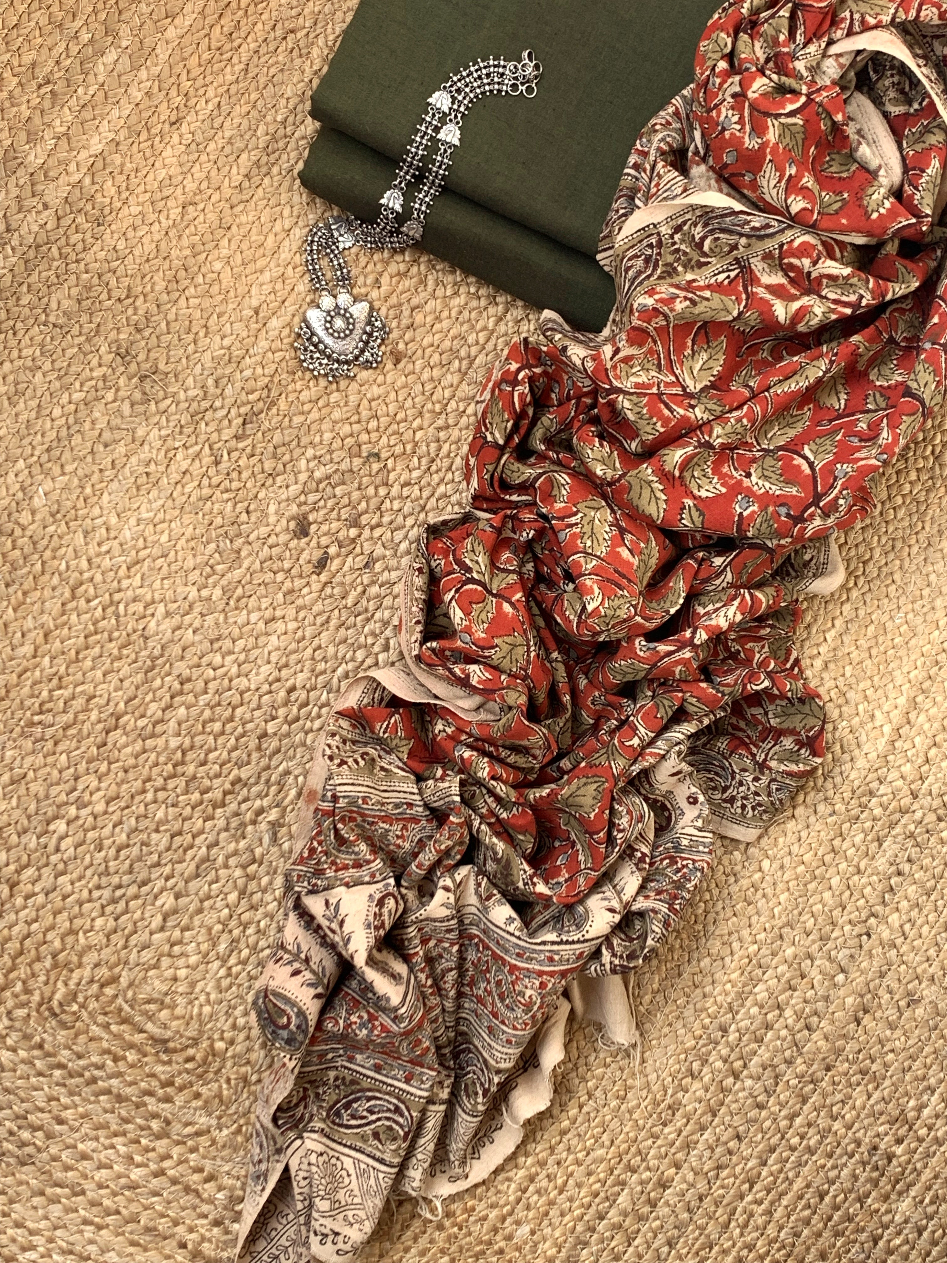 Handwoven Handcrafted Kalamkari Kurta Dupatta Set