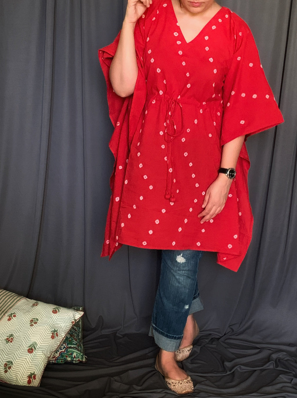 Handcrafted Bandhani Kaftan Dress - Short