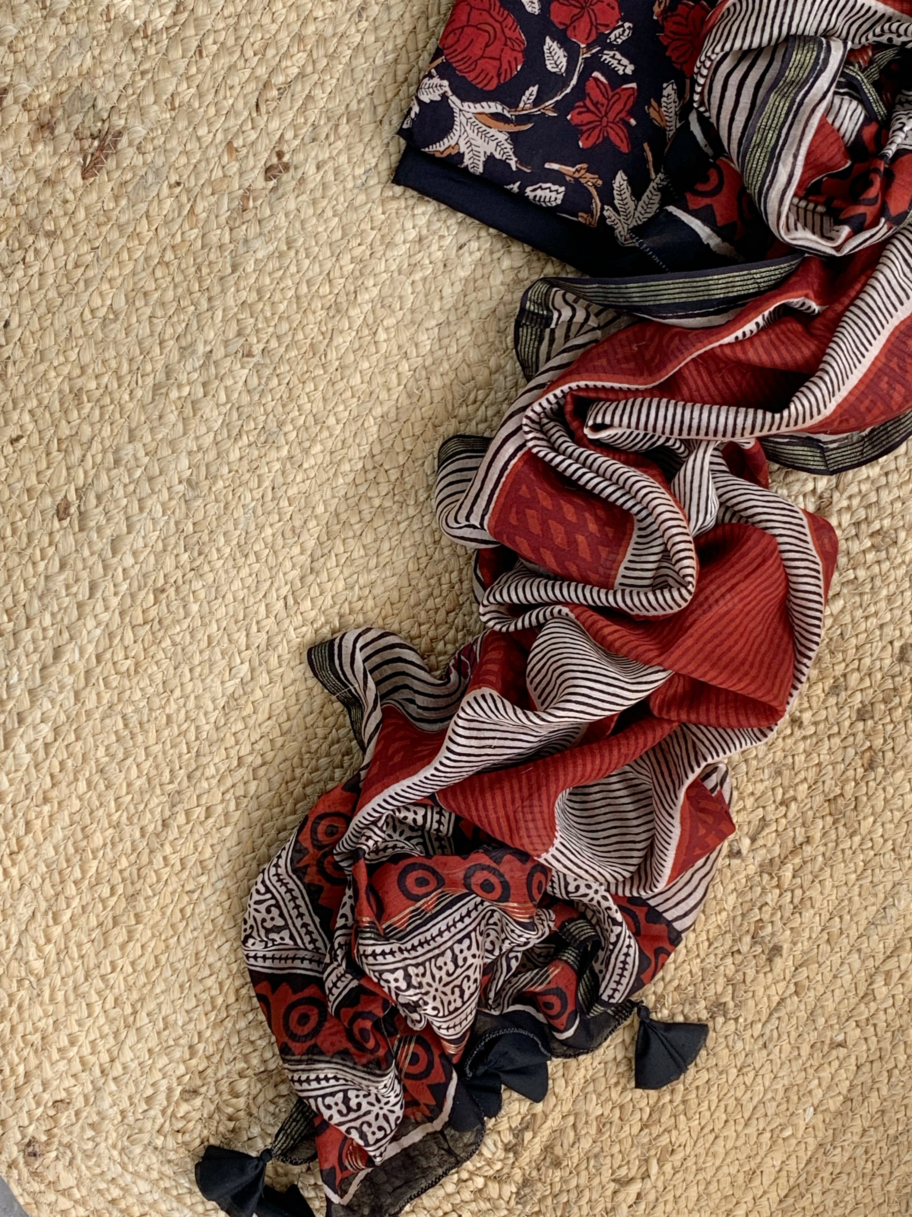 Handblock Cotton Chanderi Suit
