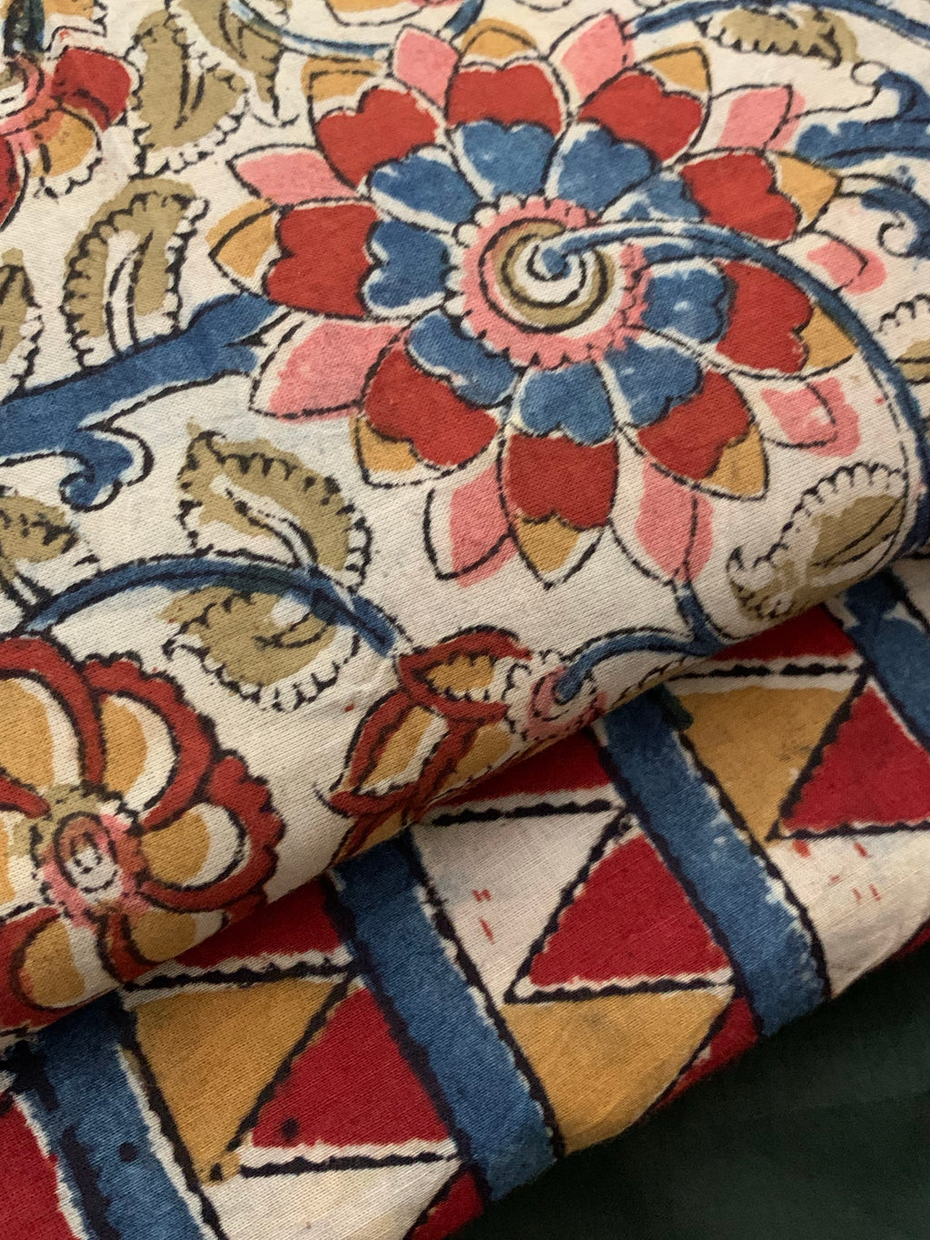 Handblock Kalamkari Cotton Mul Dupatta Suit