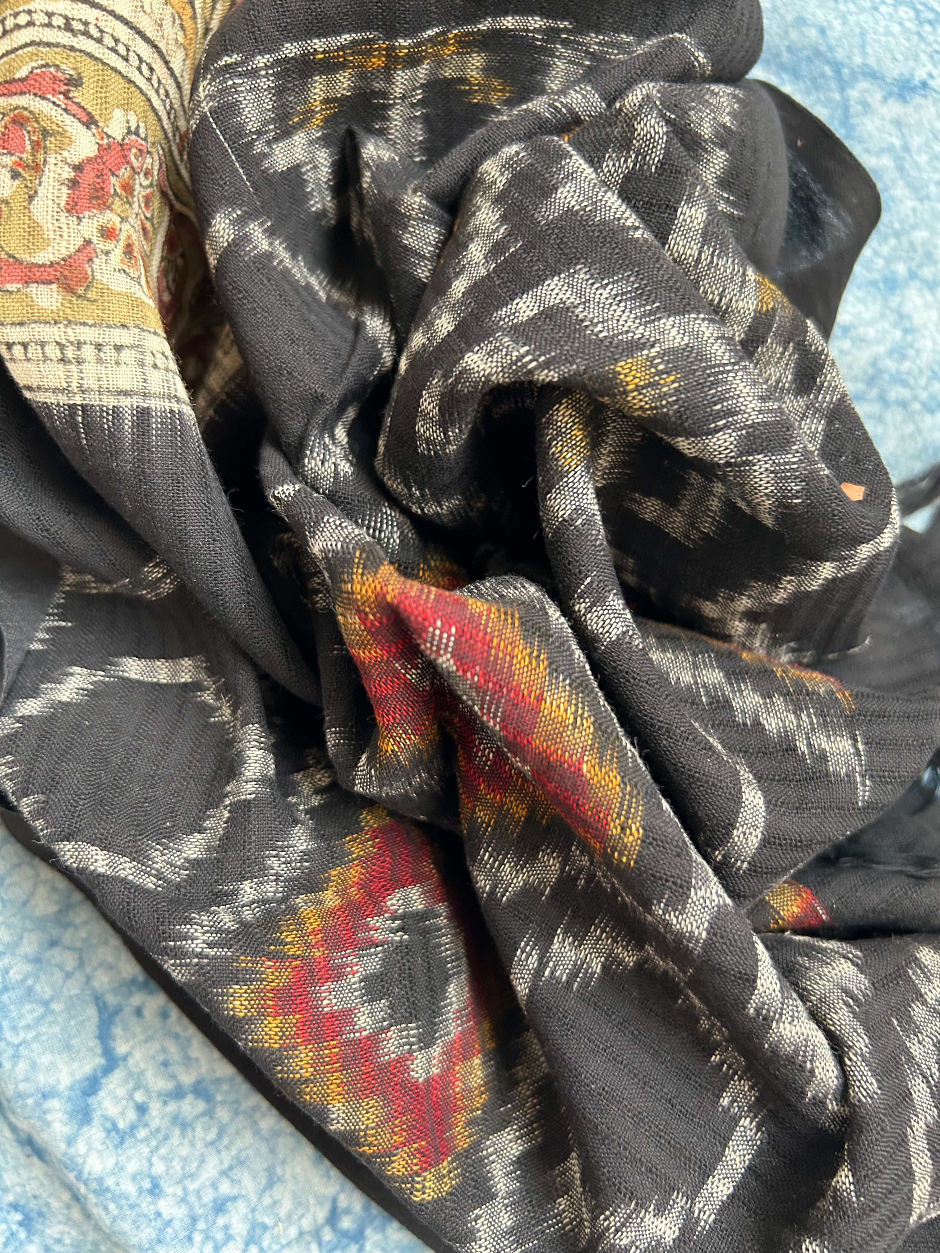 Handwoven Handcrafted Ikat Kalamkari Kurta Dupatta Set