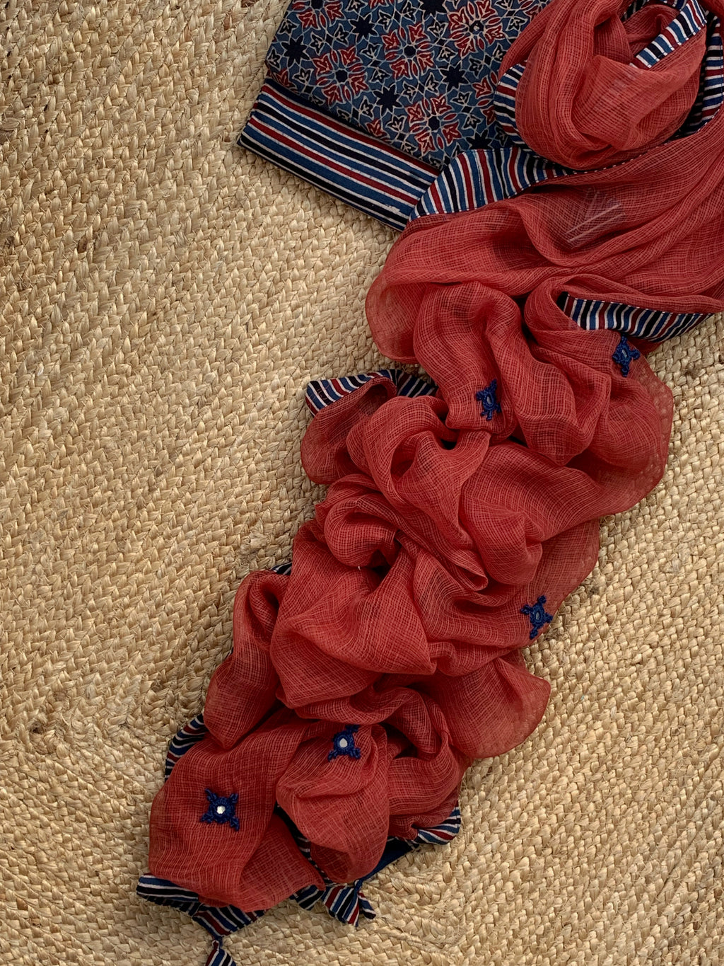 Handblock Ajrakh Cotton Kota Suit