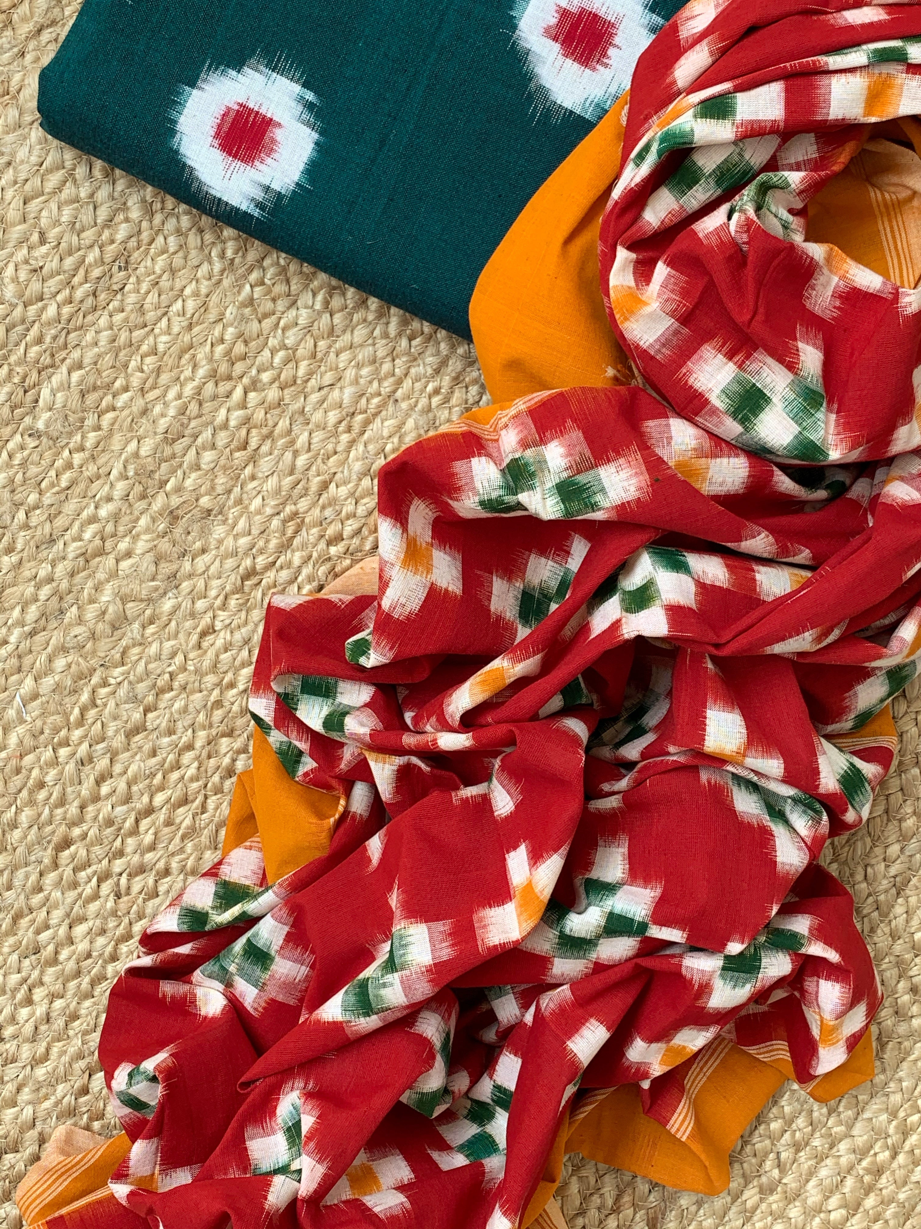 Handwoven Double Ikat Kurta Dupatta Set