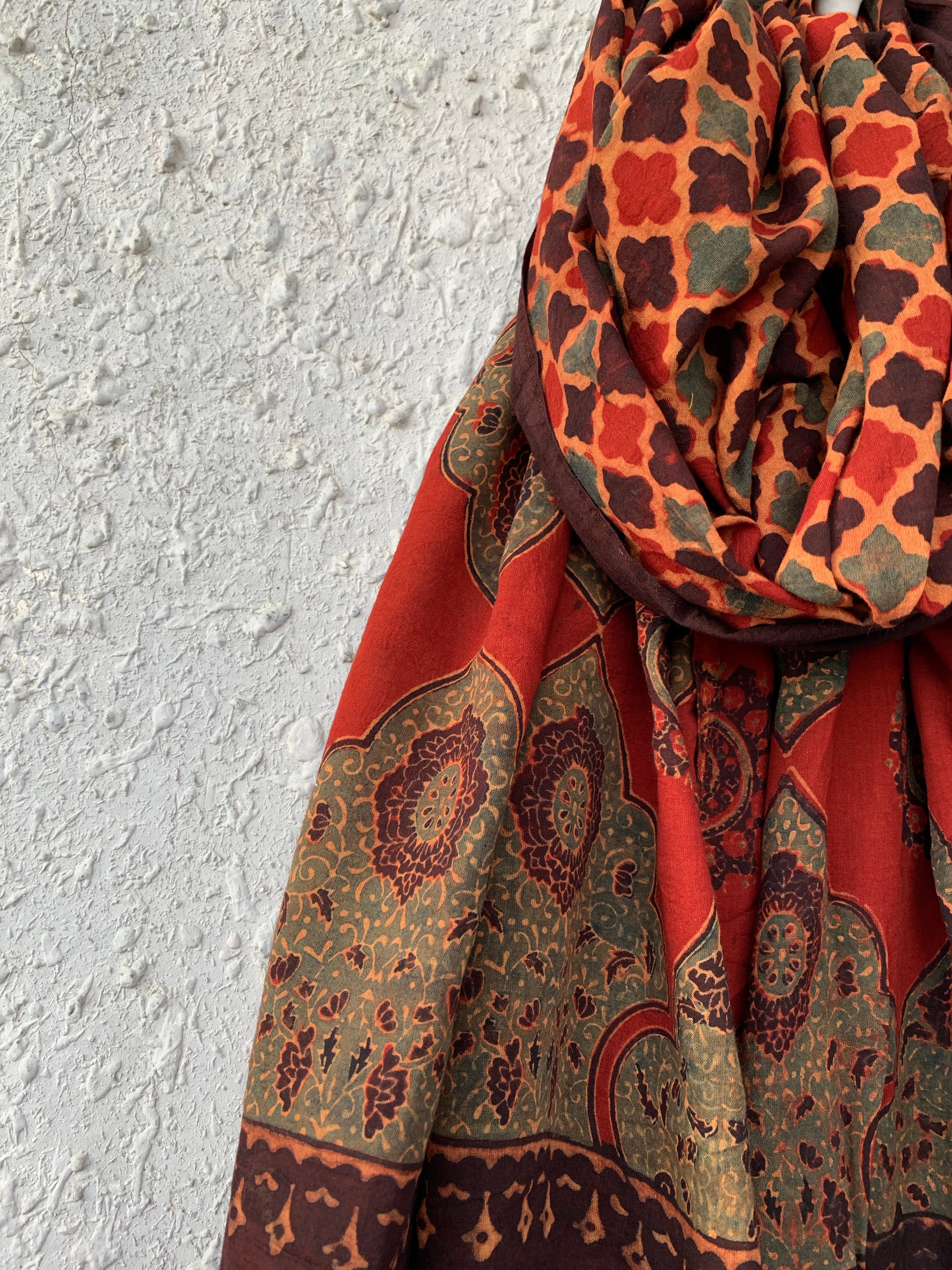 Handblock Ajrakh Dupatta