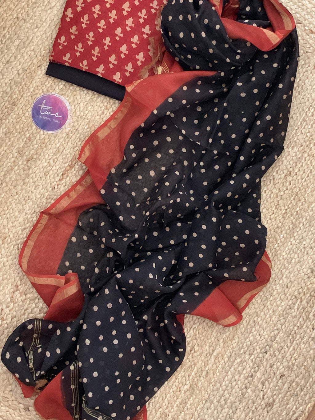 Handblock chanderi suit