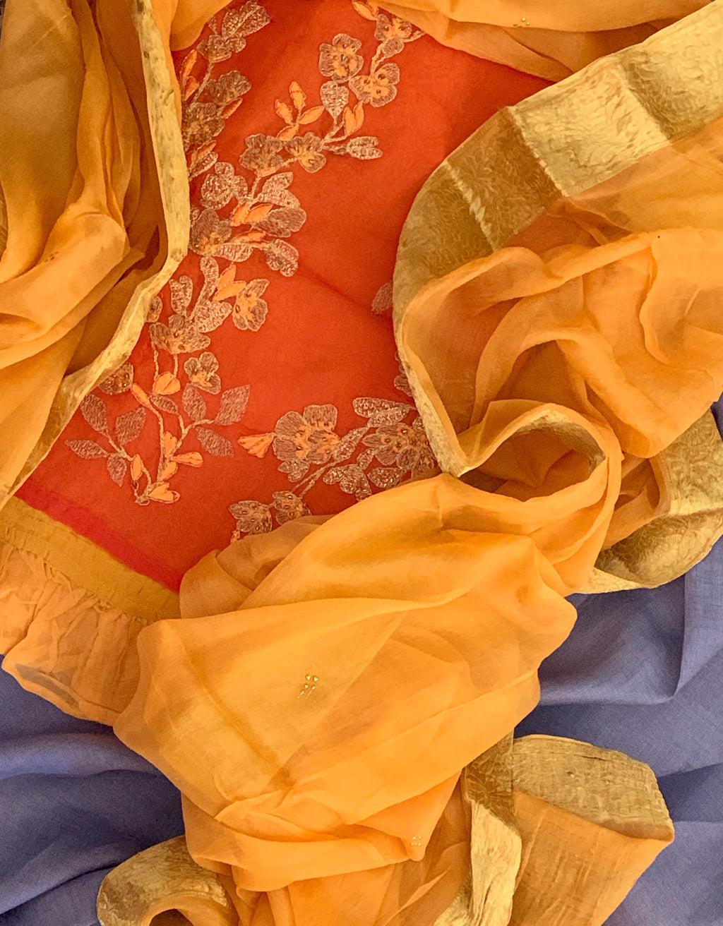 Cotton Silk Embroidered Suit