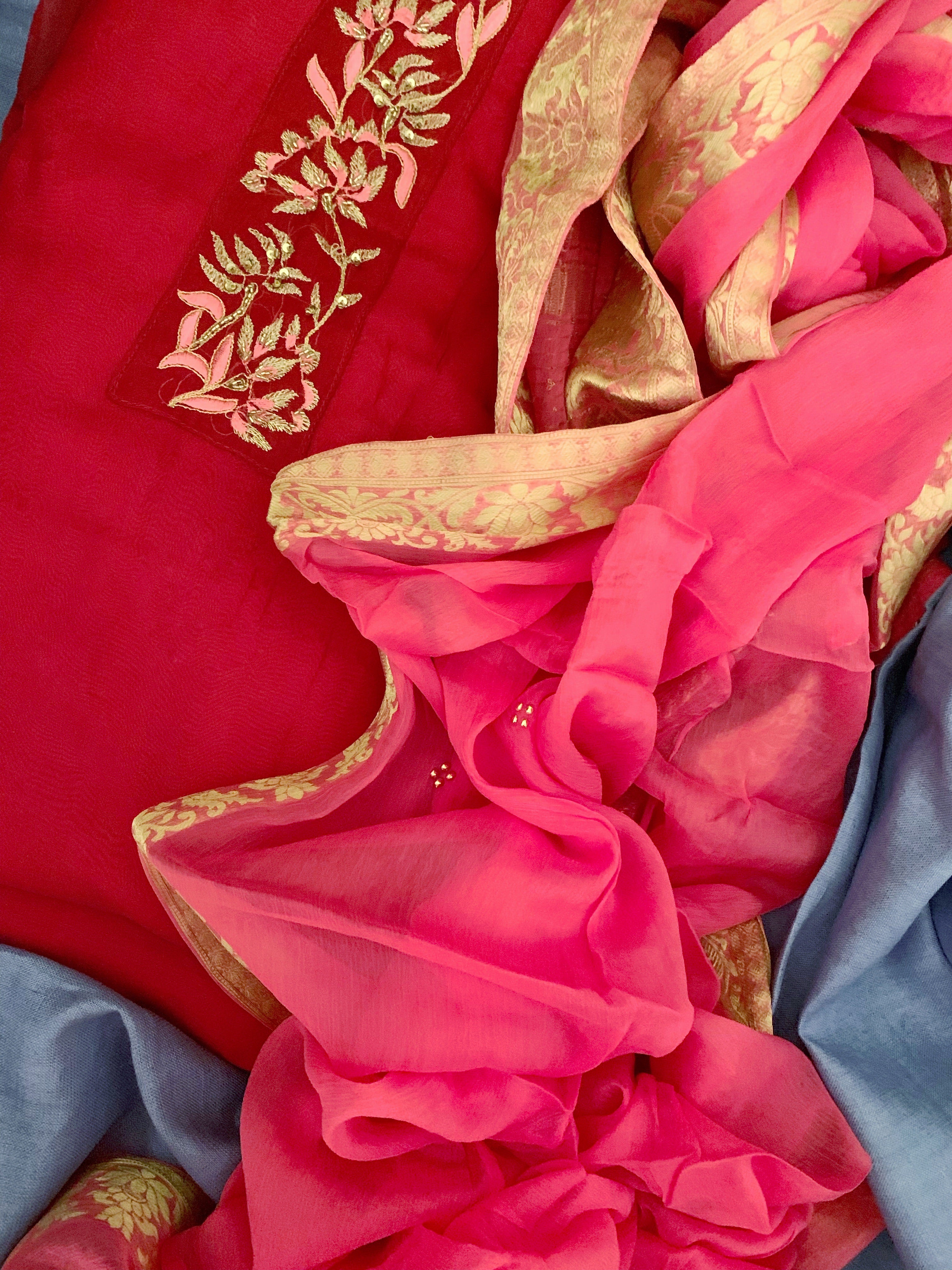 Cotton Silk Embroidered Suit