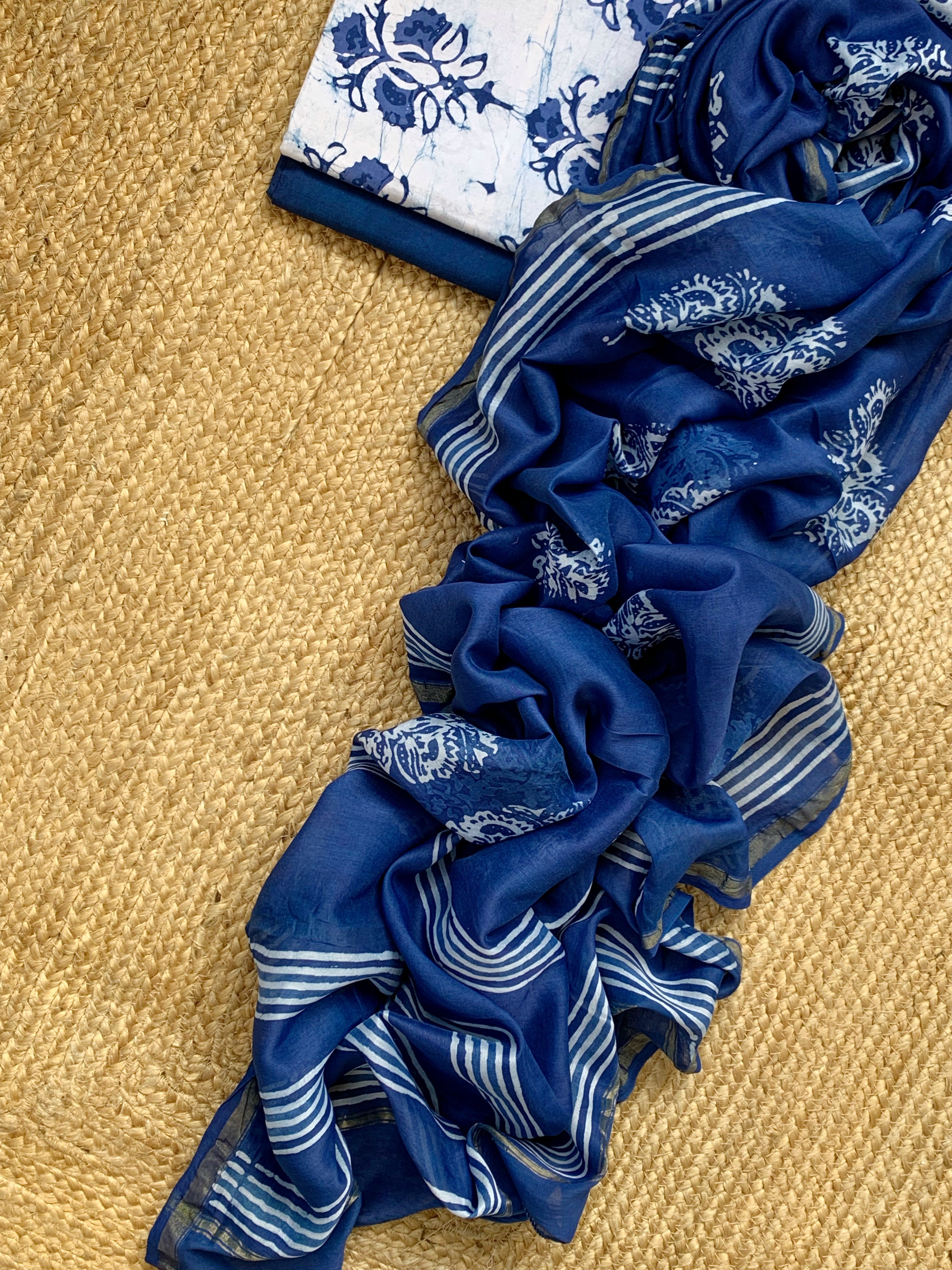 Handblock Batik Cotton Chanderi Suit