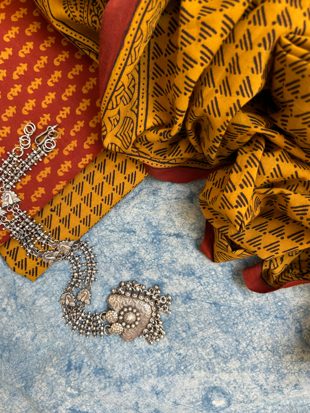 Natural Dyed Bagh Block Print Cotton Suit