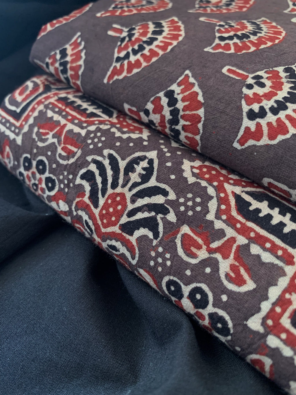 Handblock Ajrakh Cotton Kurta Bottom Set