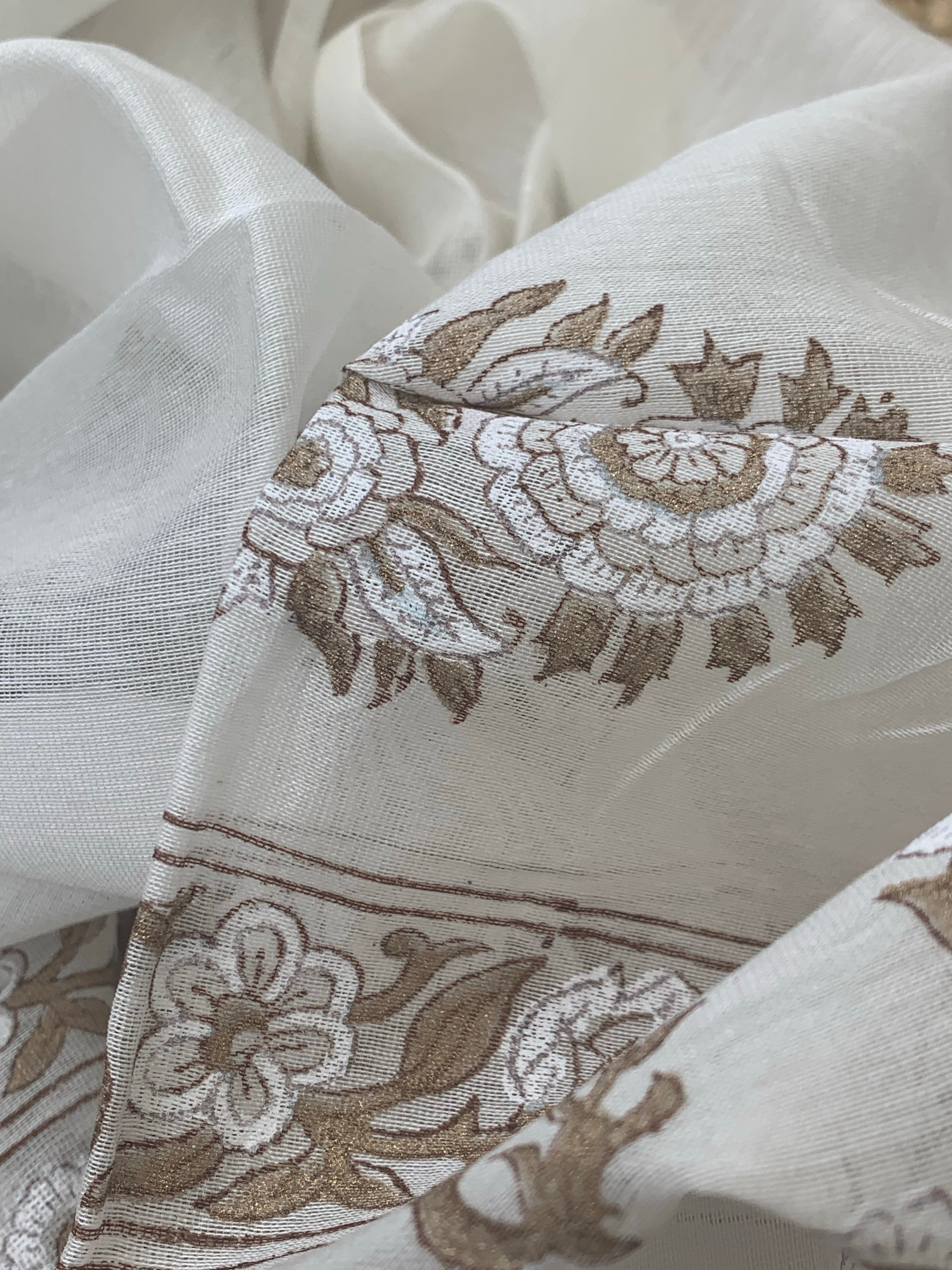 Handblock Chanderi Silk Cotton Suit