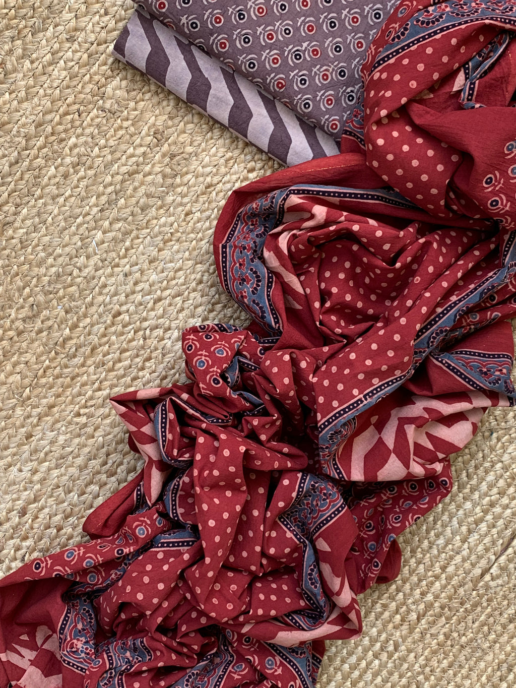 Natural Dyes Handblock Ajrakh Cotton Suit