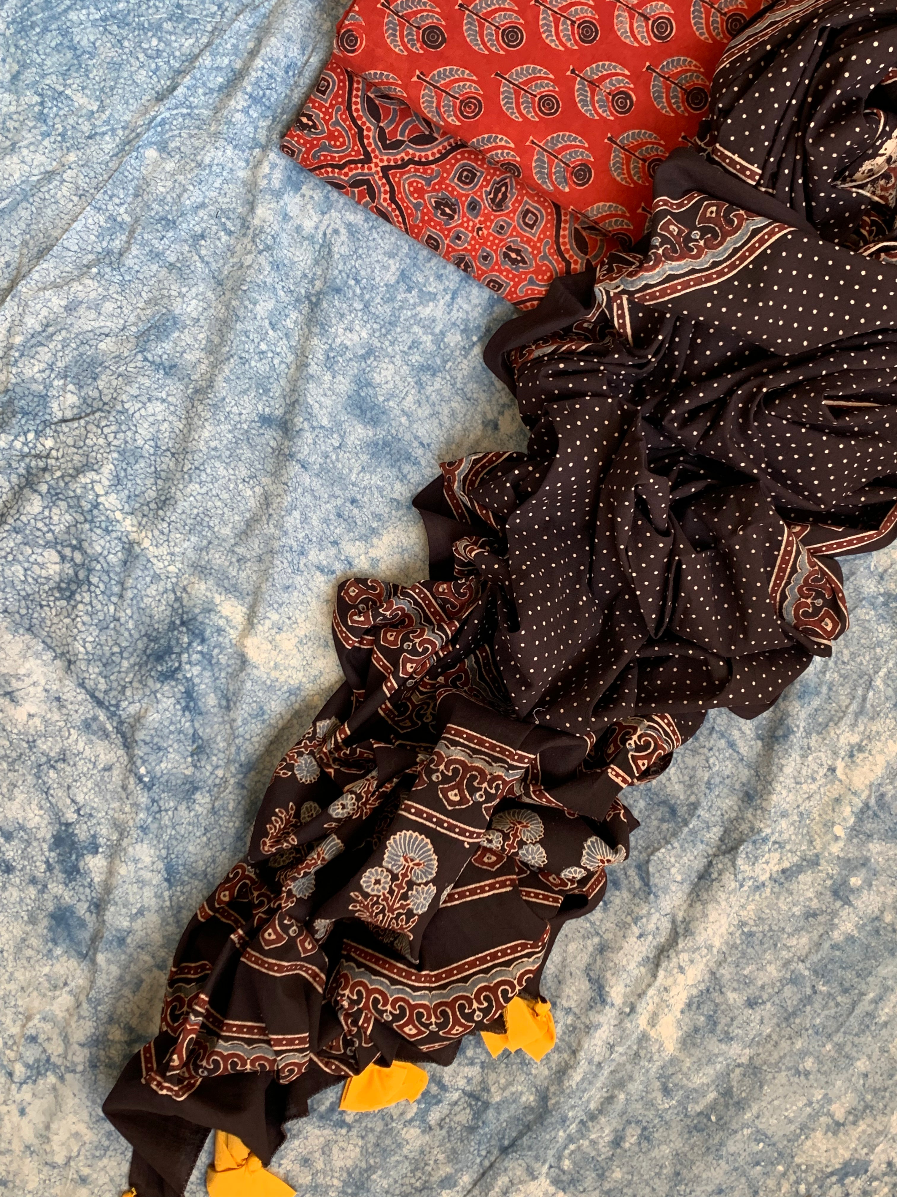 Natural Dyes Handblock Ajrakh Cotton Suit