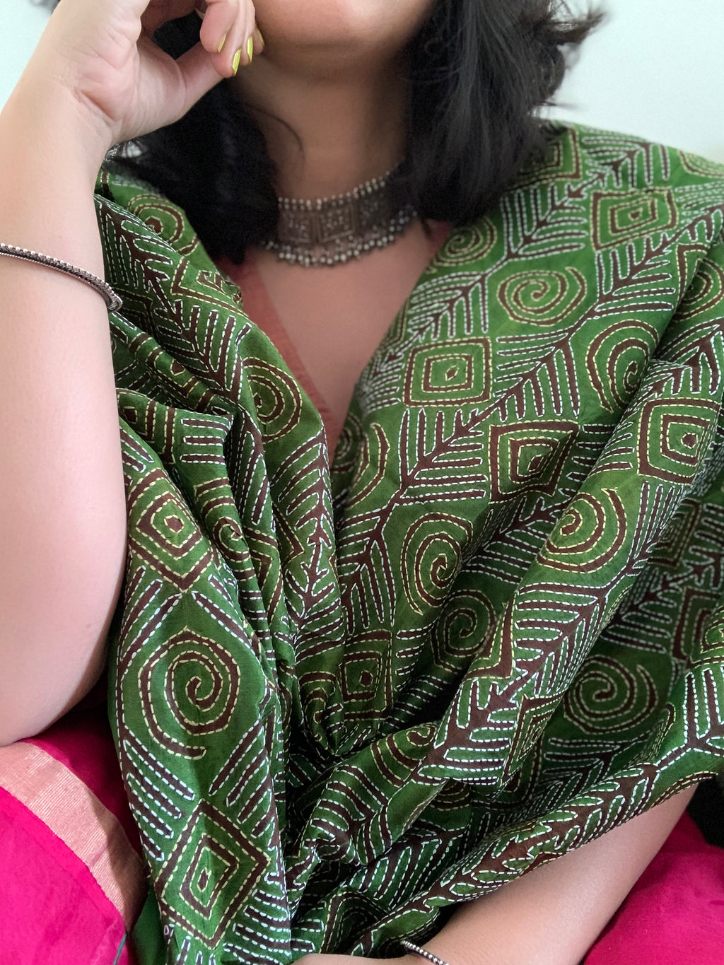 Handcrafted Kantha Cotton Silk Dupatta