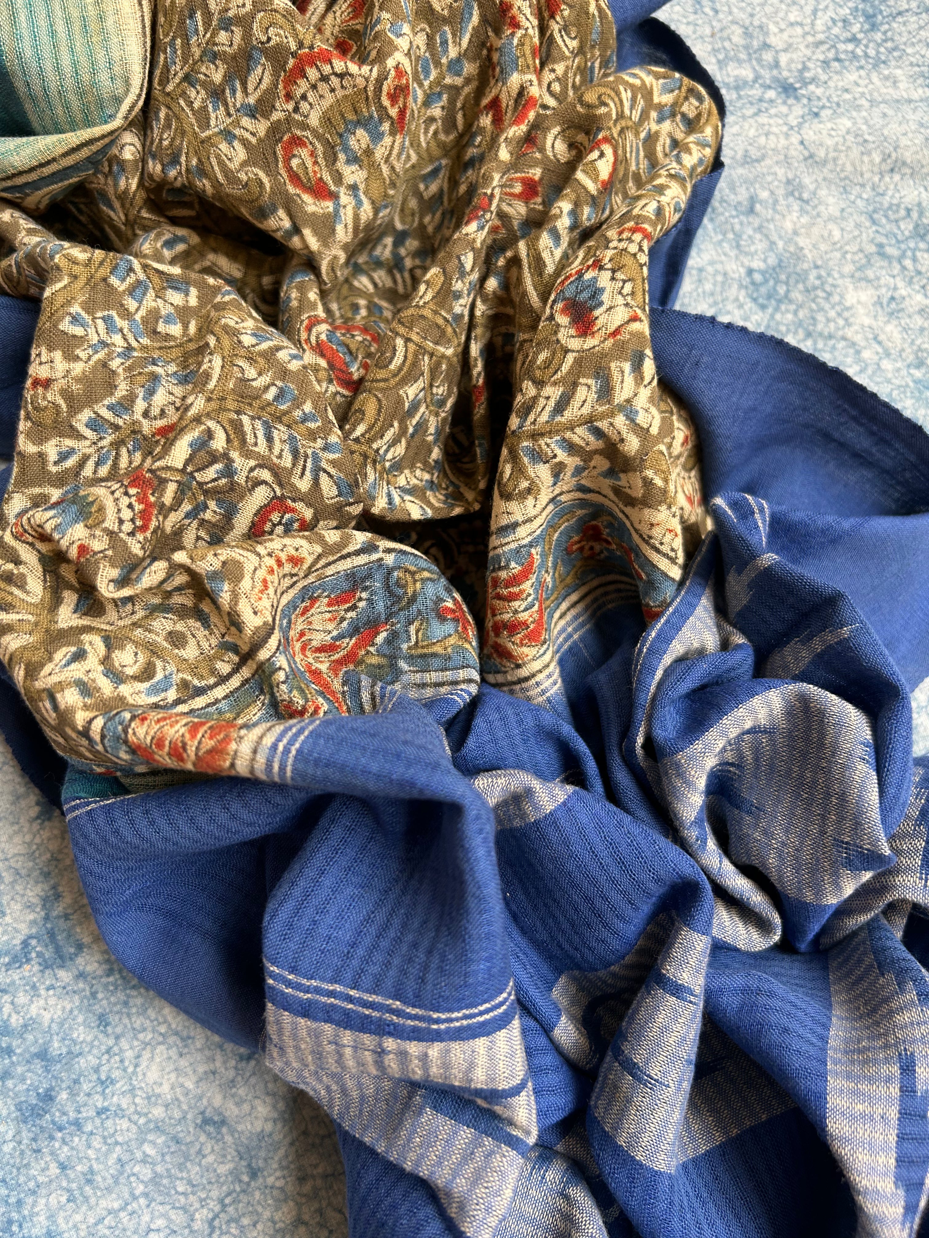 Handwoven Handcrafted Ikat Kalamkari Kurta Dupatta Set