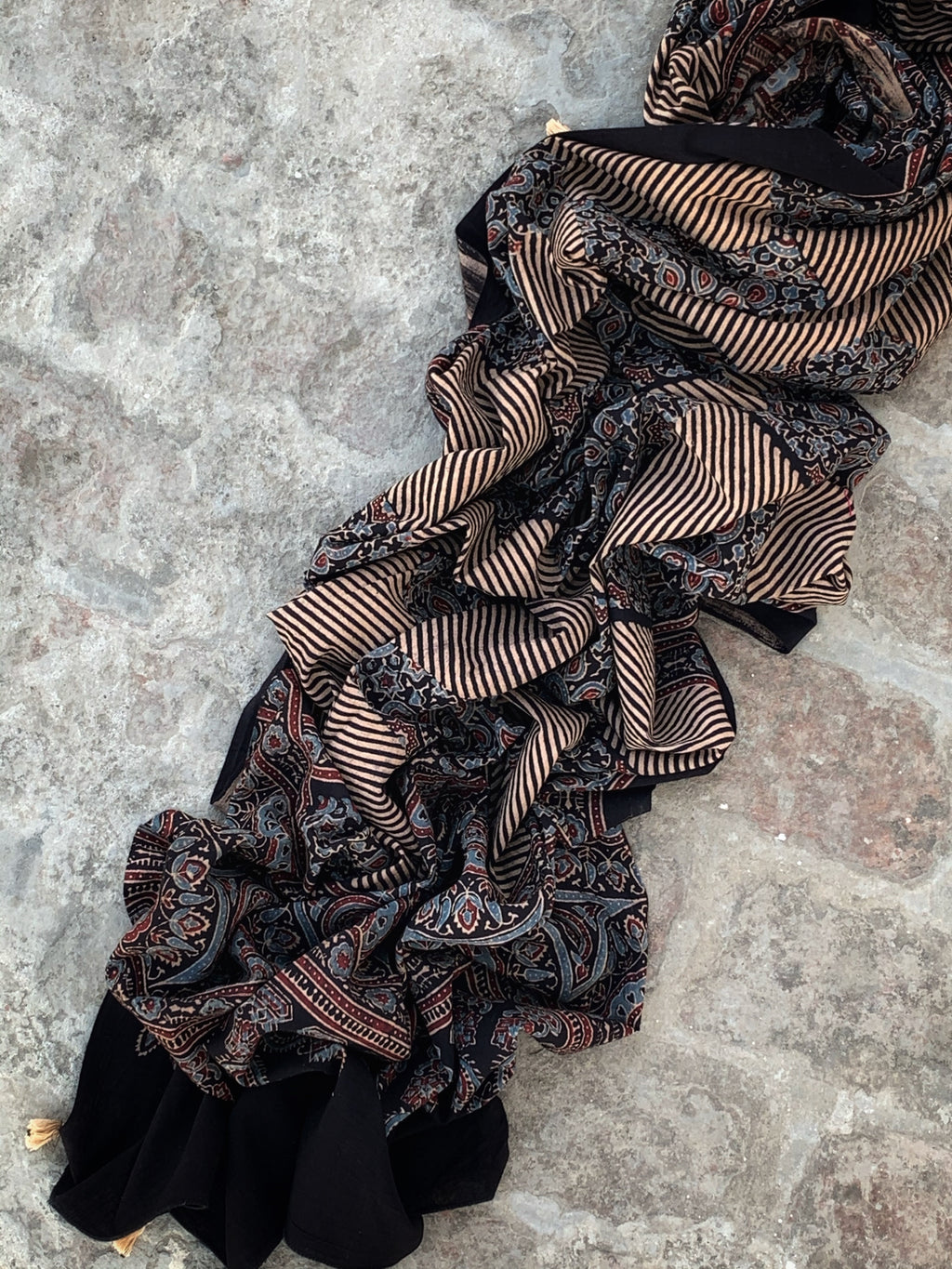 Handblock Ajrakh Dupatta