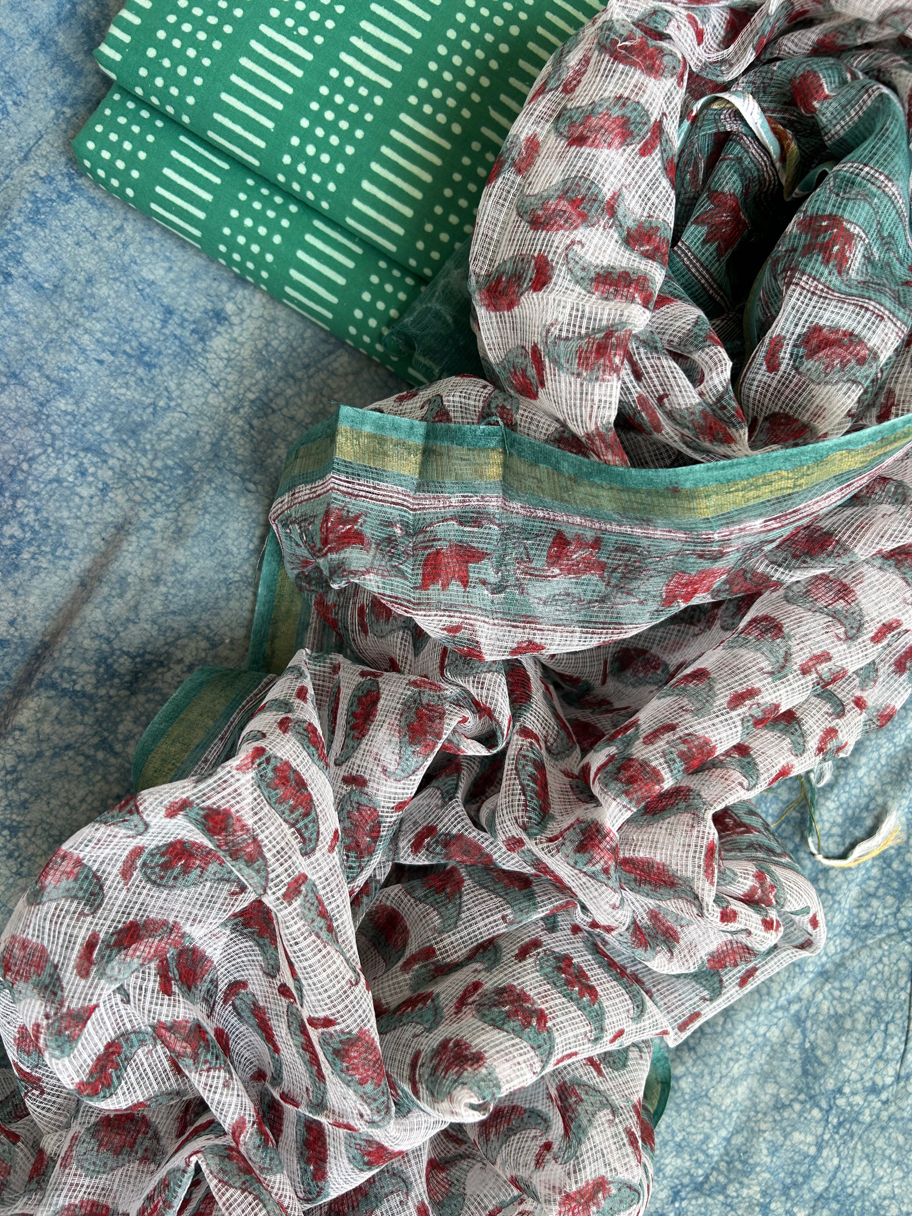 Handcrafted Cotton Kota Dupatta Suit