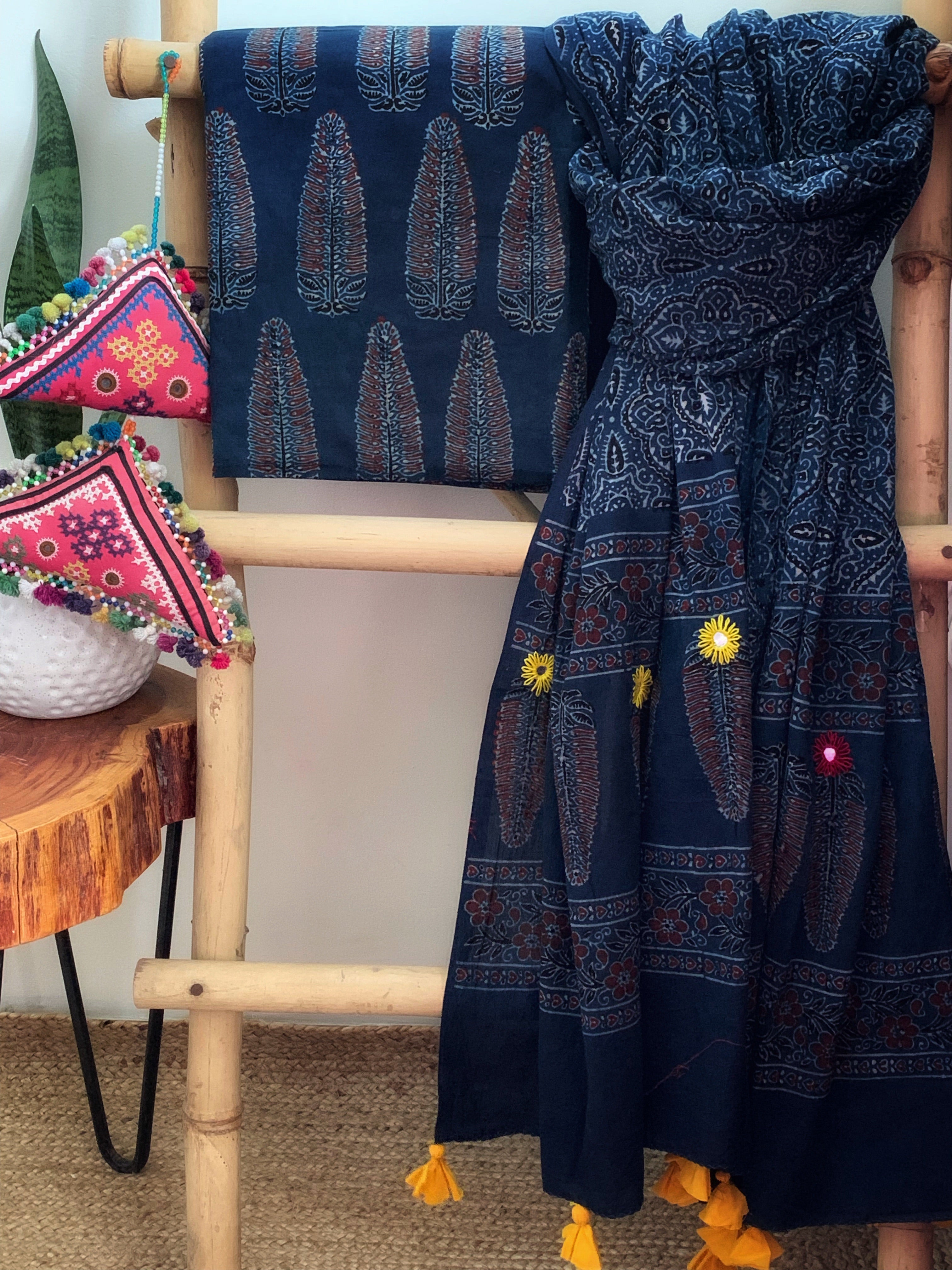 Handcrafted Ajrakh Kurta Dupatta set