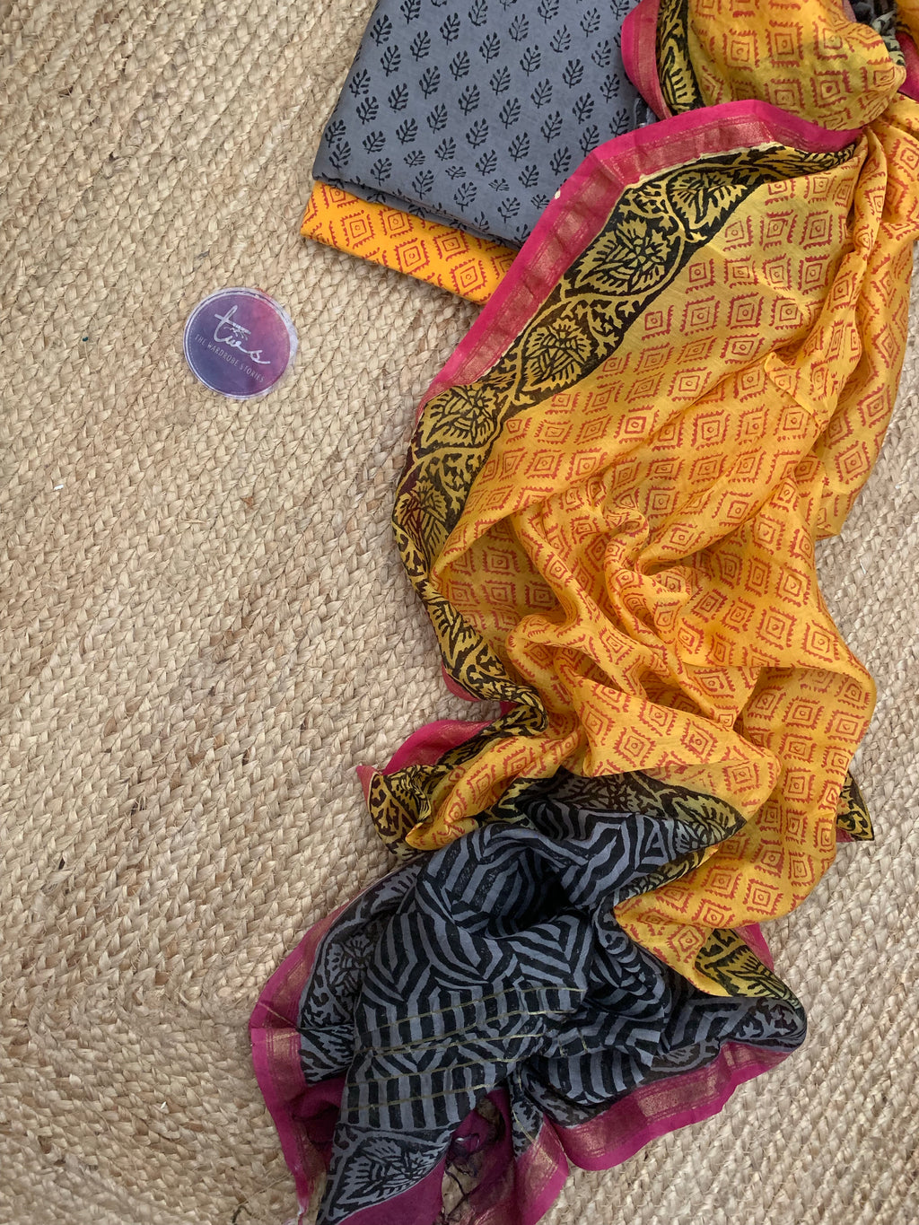 Handblock chanderi suit