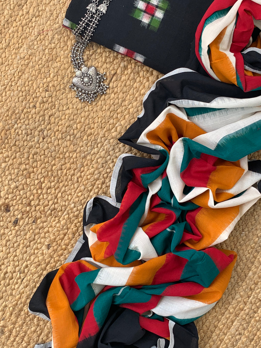 Handwoven Double Ikat Kurta Dupatta Set