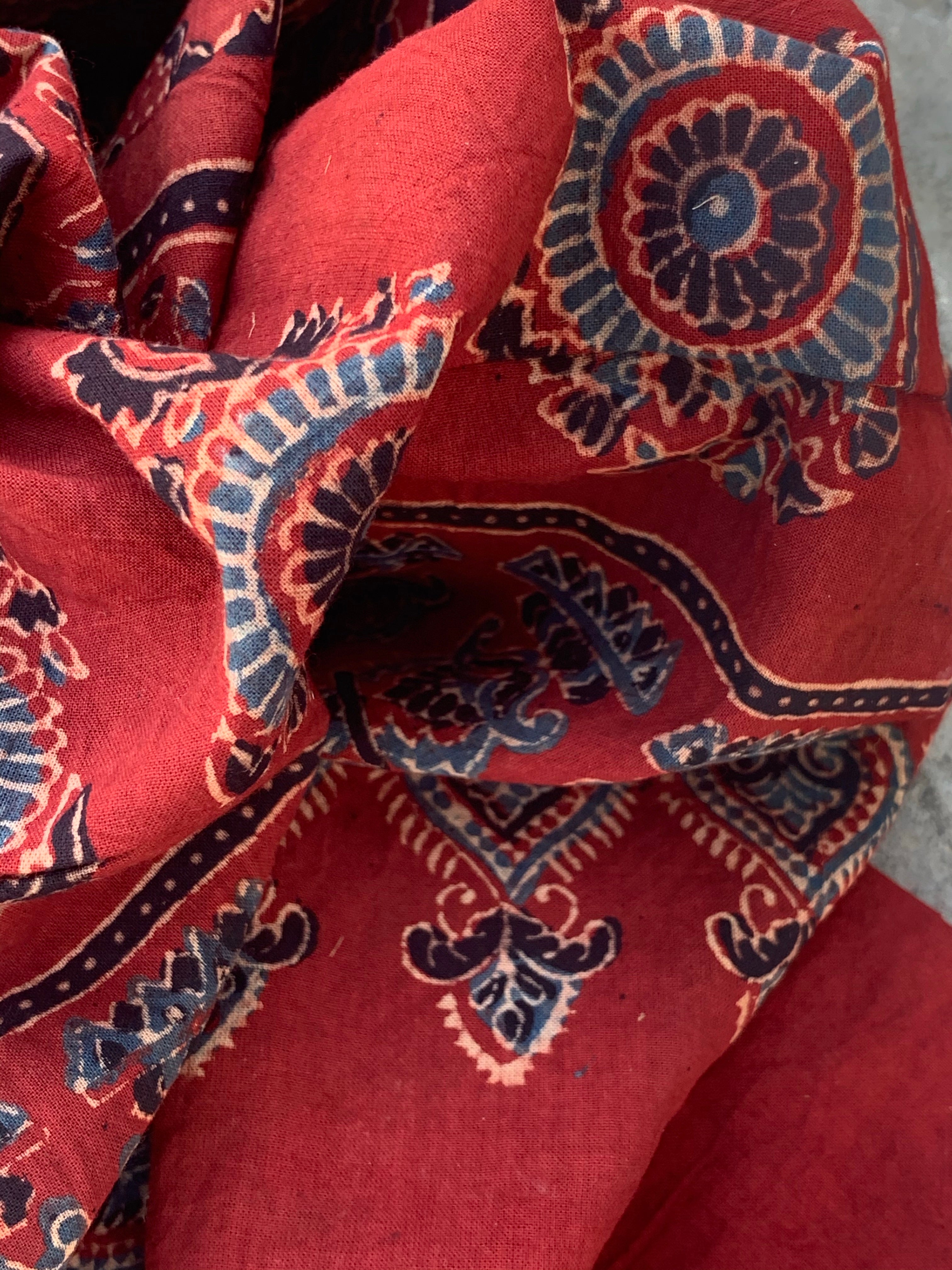 Handblock Ajrakh Cotton Suit