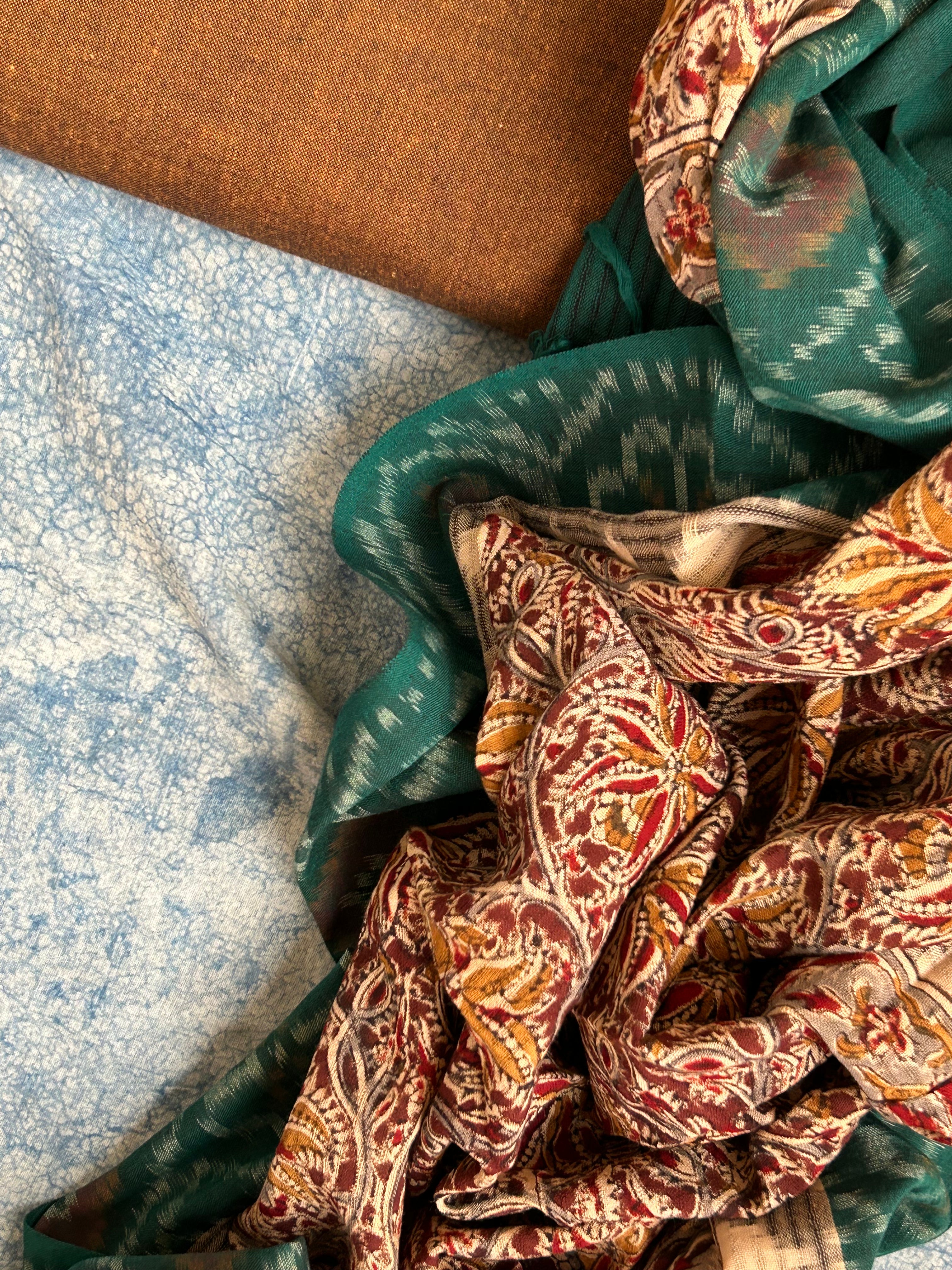 Handwoven Handcrafted Ikat Kalamkari Kurta Dupatta Set