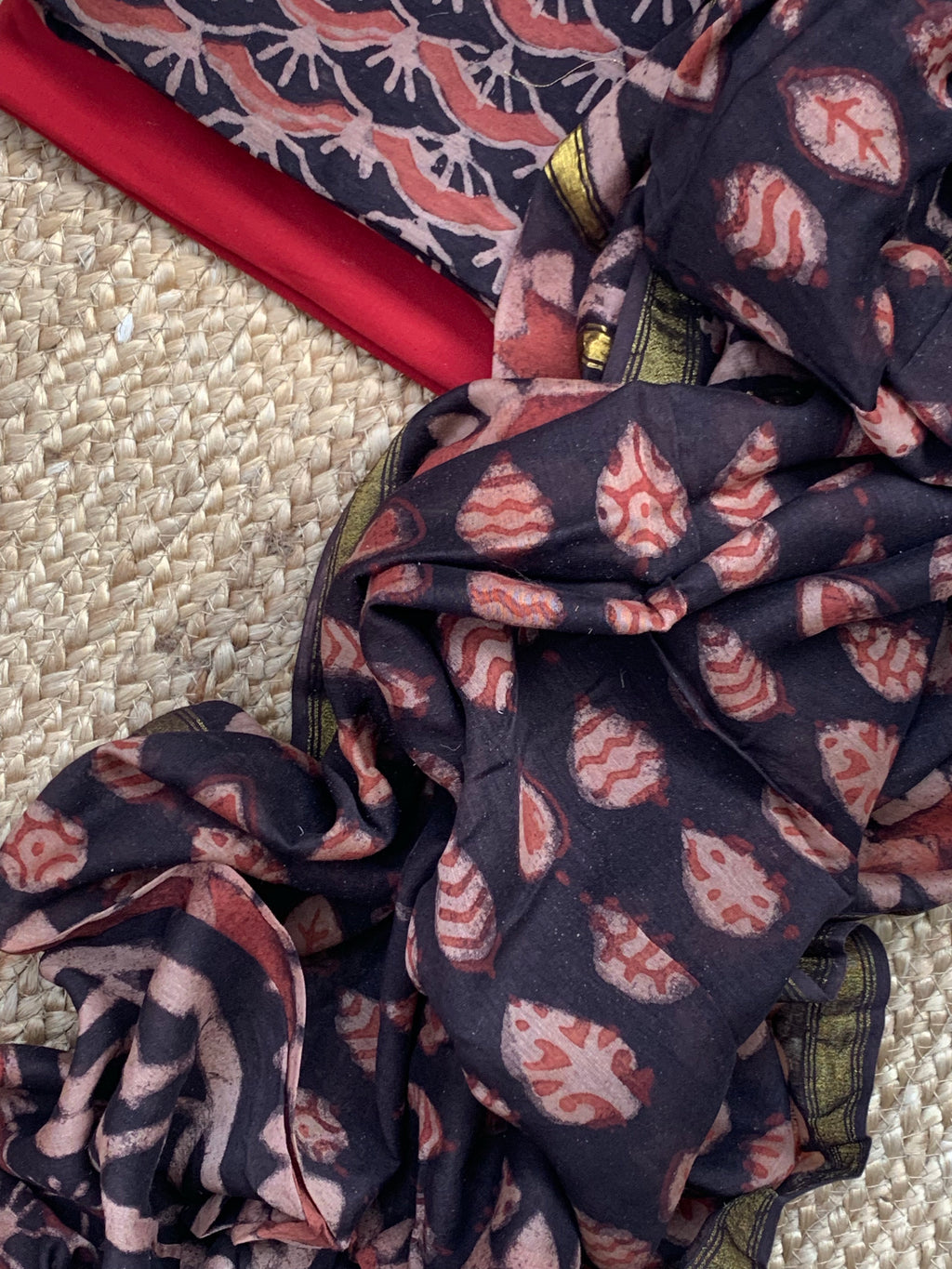 Handblock Chanderi Silk Cotton Suit